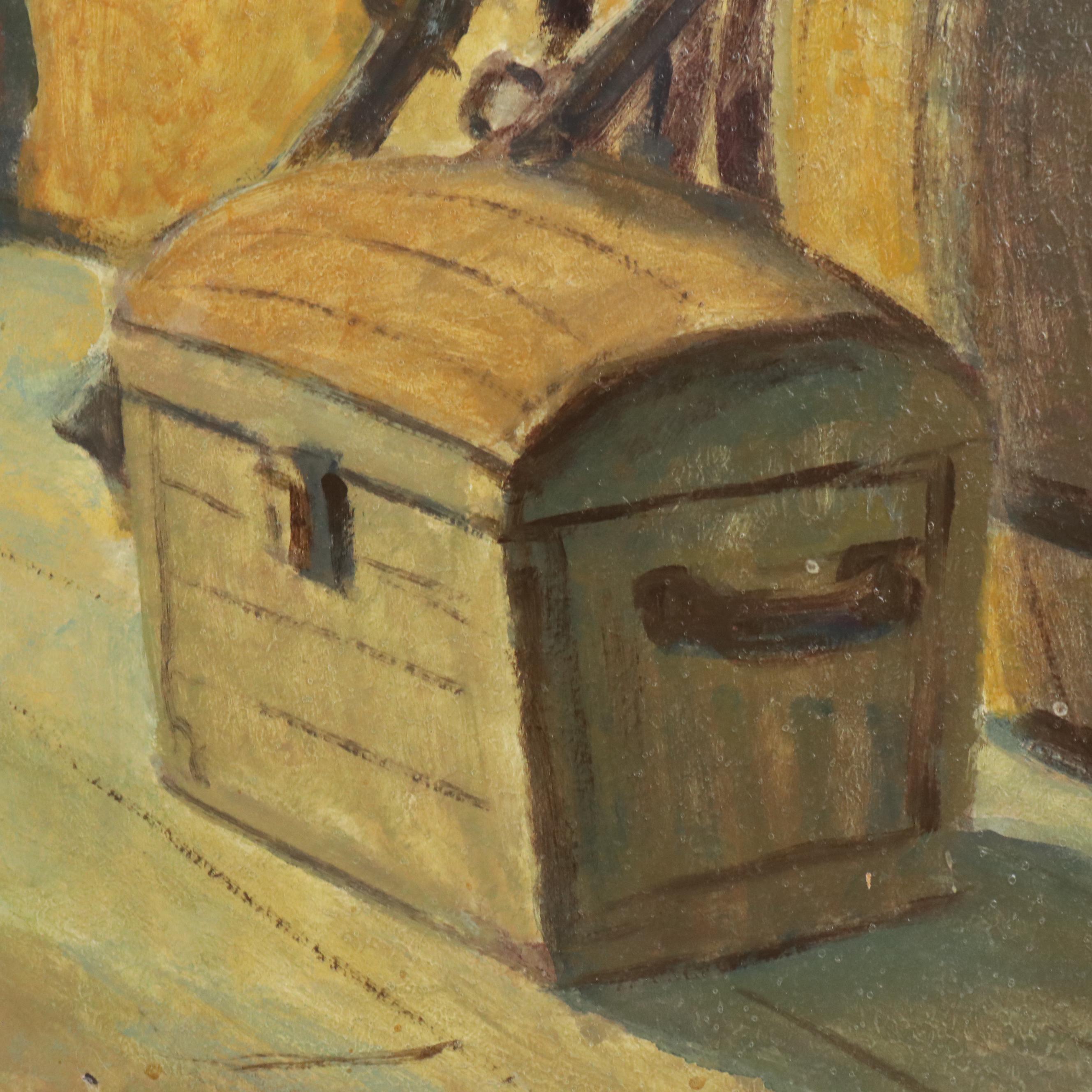 Ronald Crooks Western Oil Painting "Trading Post"