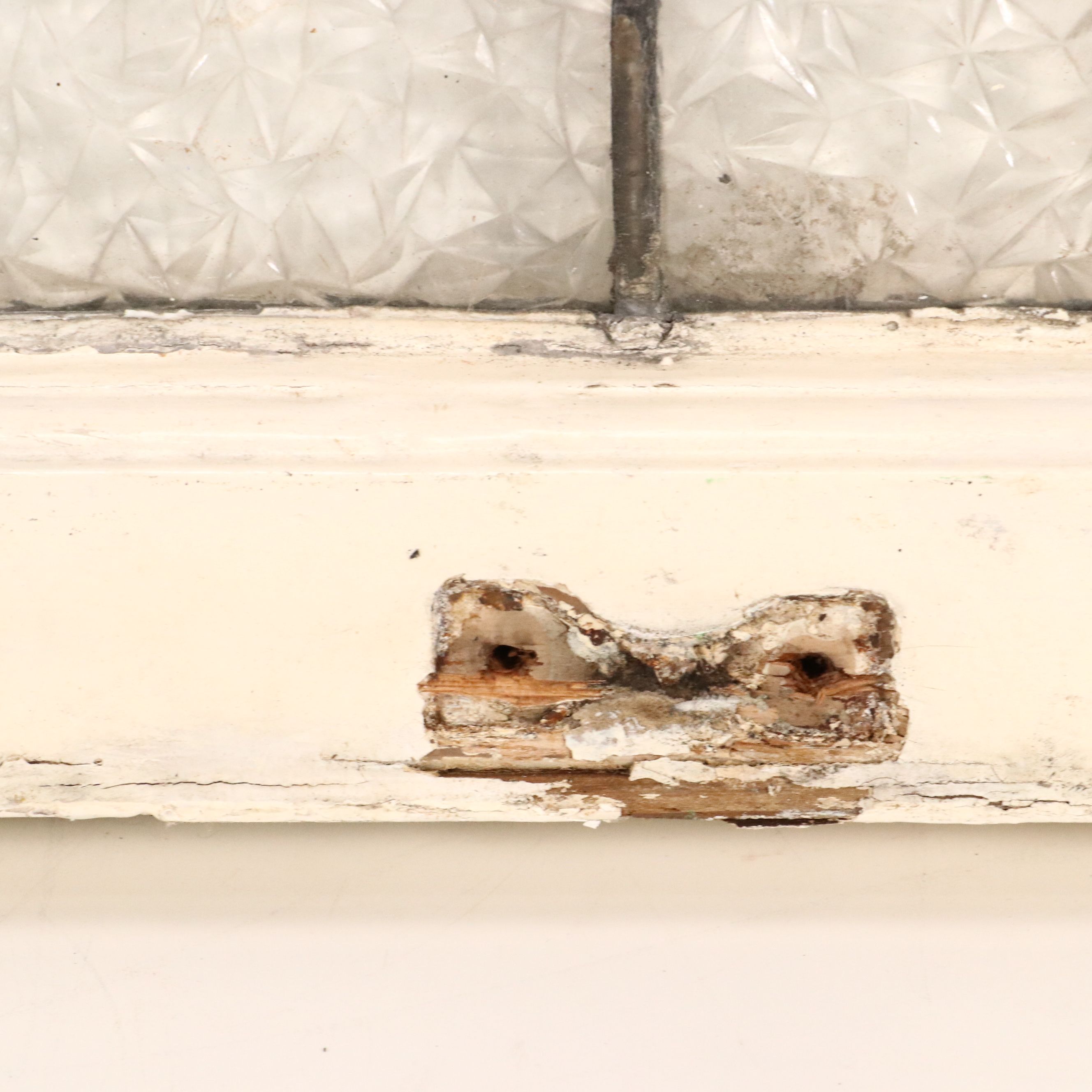 Framed Arts & Crafts Style Blue and Yellow Swag Stained Glass Window Panel