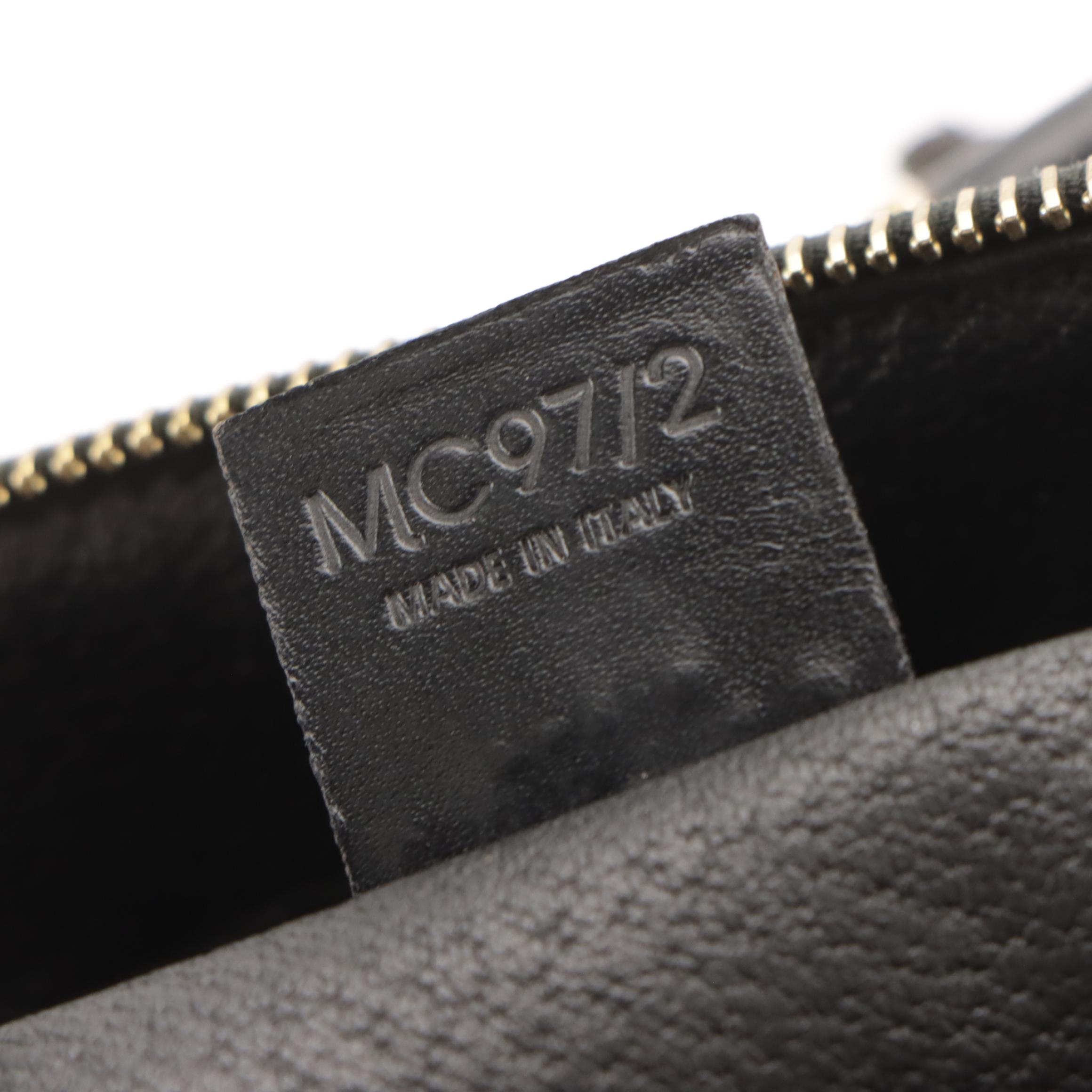 Celine Boston Handbag in Brown and Black Macadam Canvas and Black Leather Trim