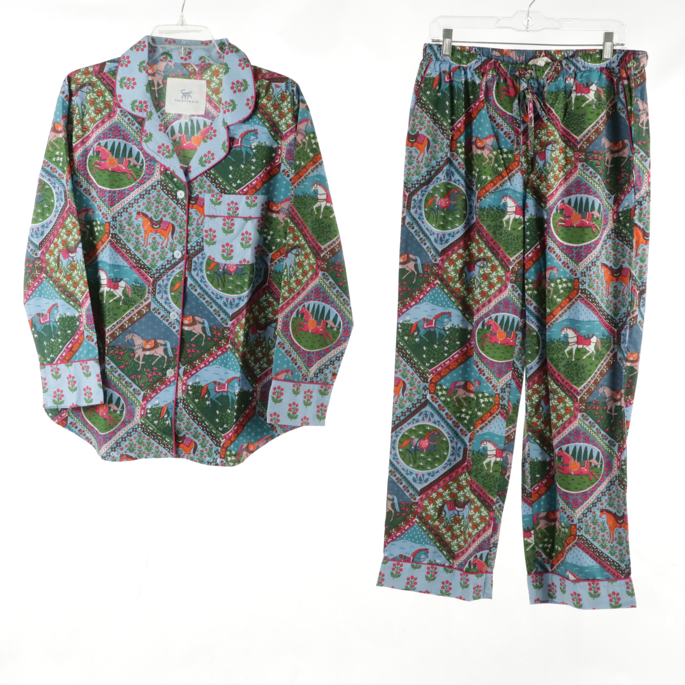 Print Fresh & Leisure Wear Printed Long Sleeve Pajama Set, Toss Nightgown & More