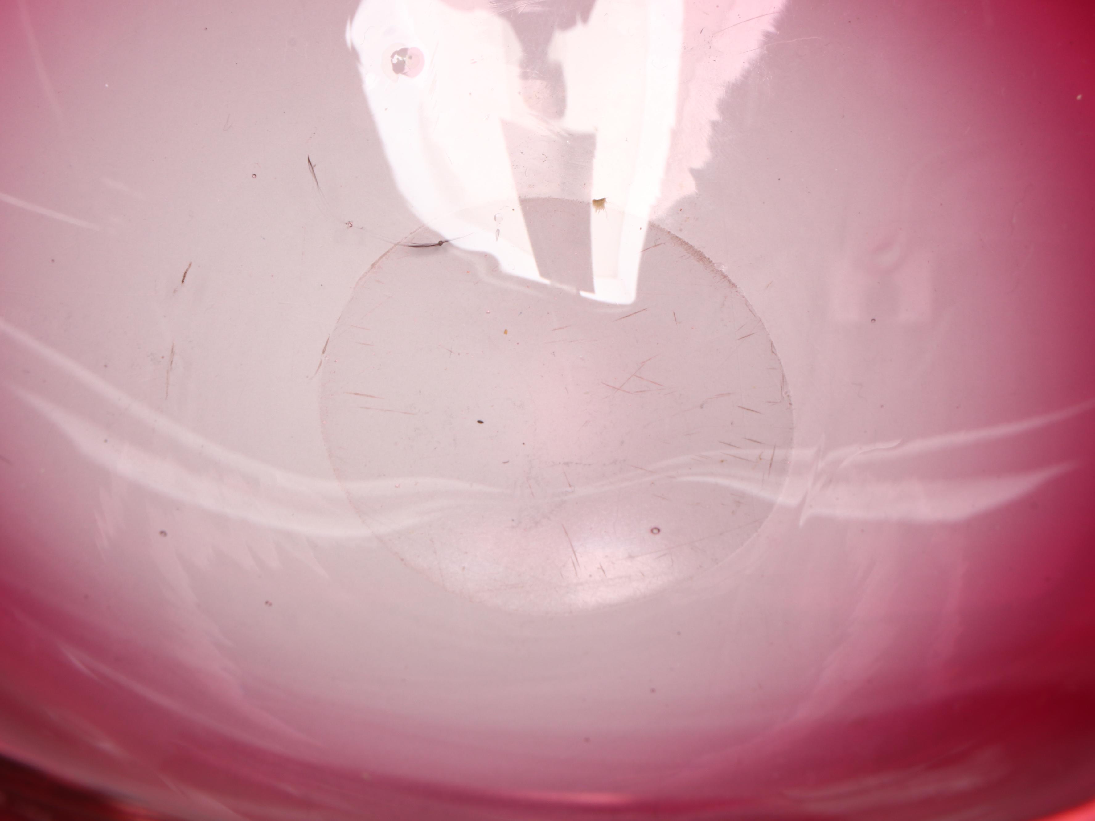 Murano Style Ruffled Multicolor and Cranberry Petal Edged Art Glass Bowls