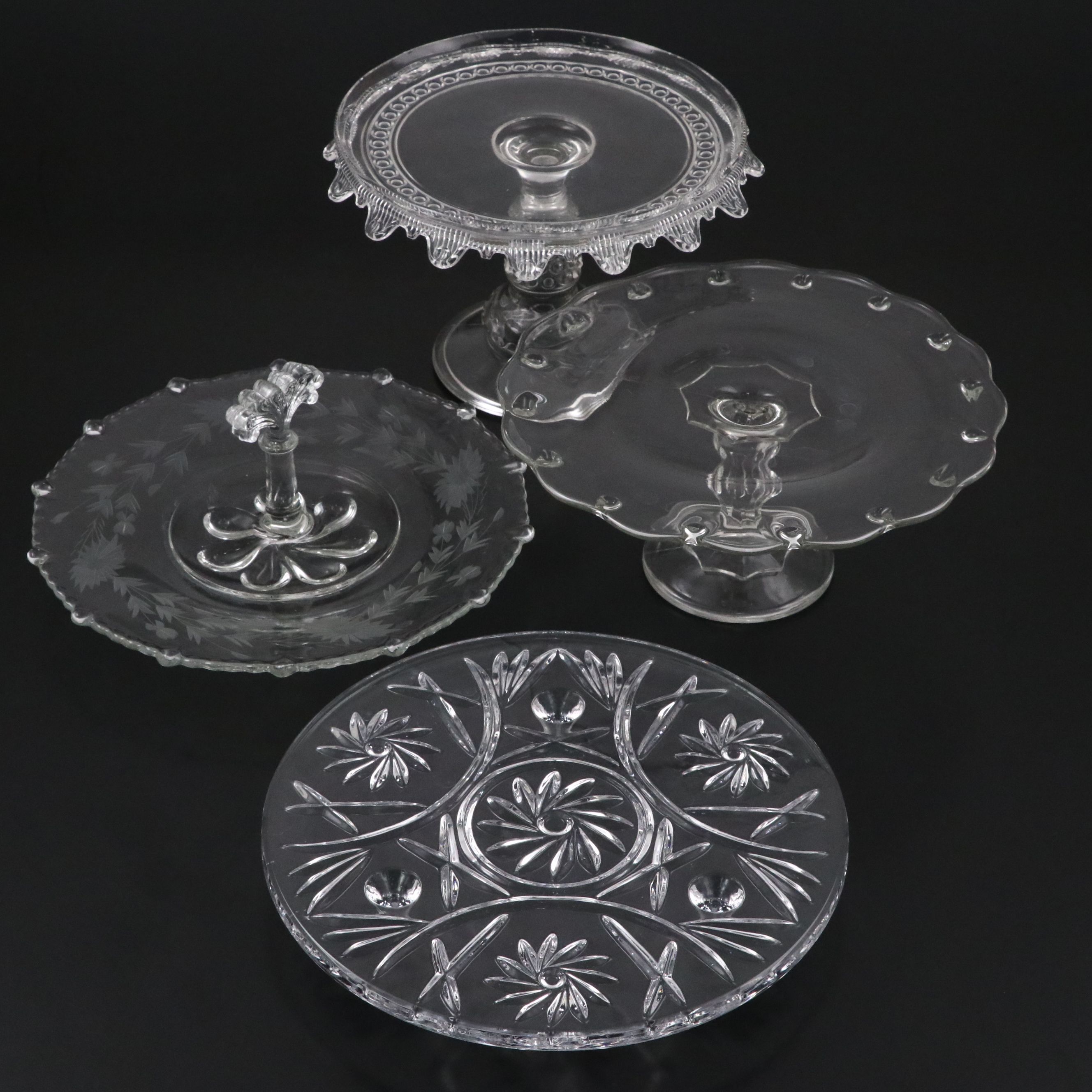 Glass Cake Stands and Glass Sandwich Tray