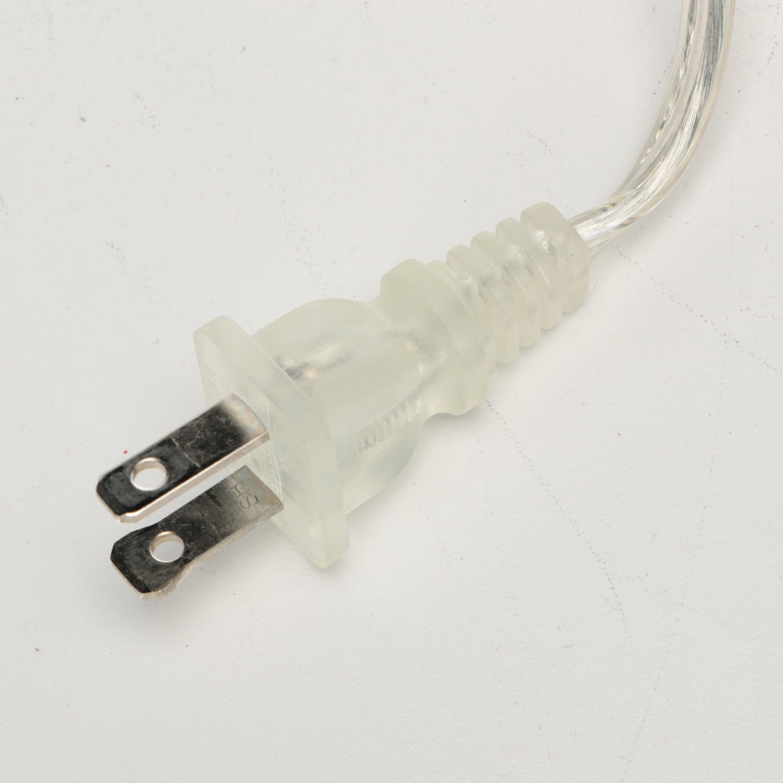 Aqua Glass and Satin Nickel Console Lamps with Double Lined Drum Shades