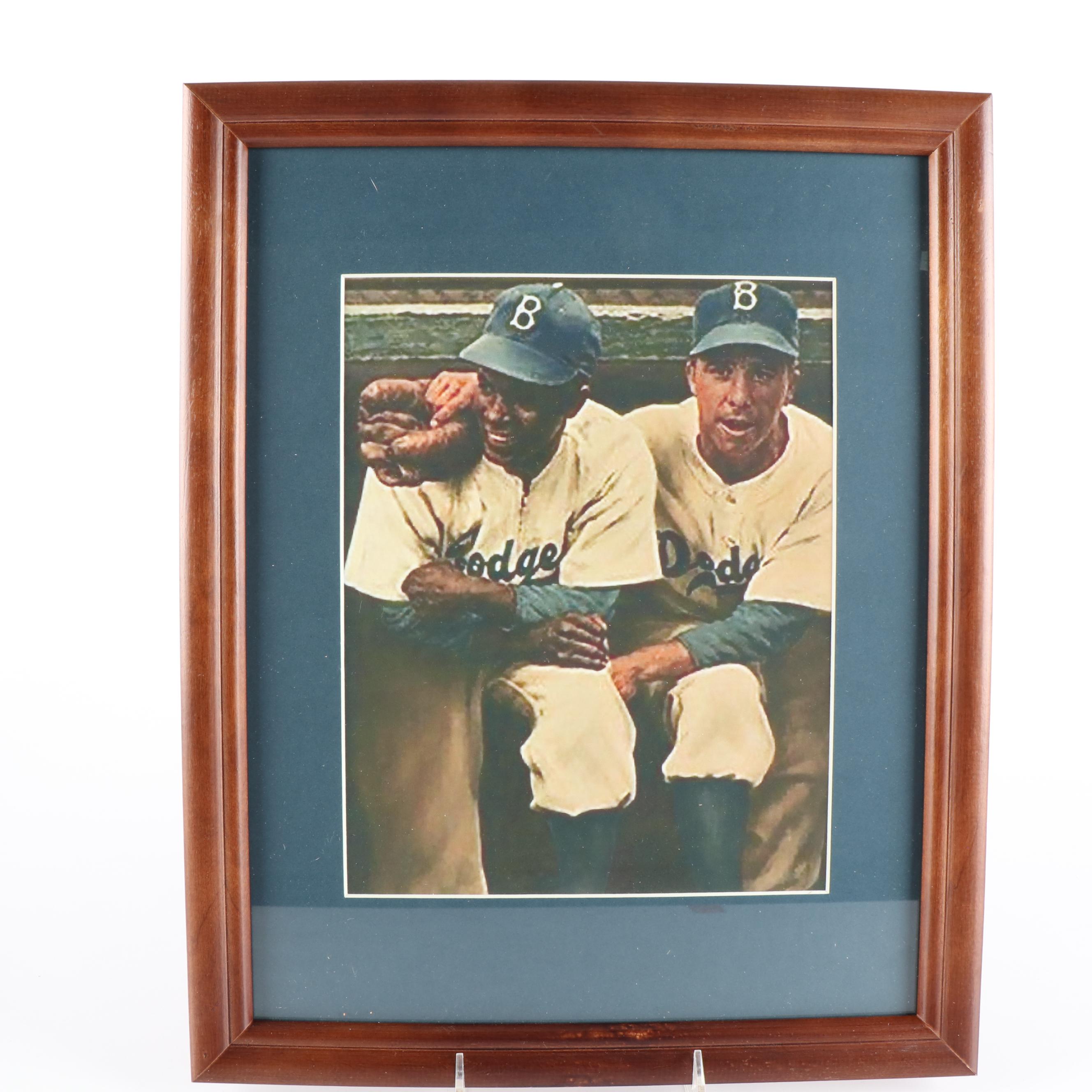 Three Framed Jackie Robinson/Brooklyn Dodgers Items and More