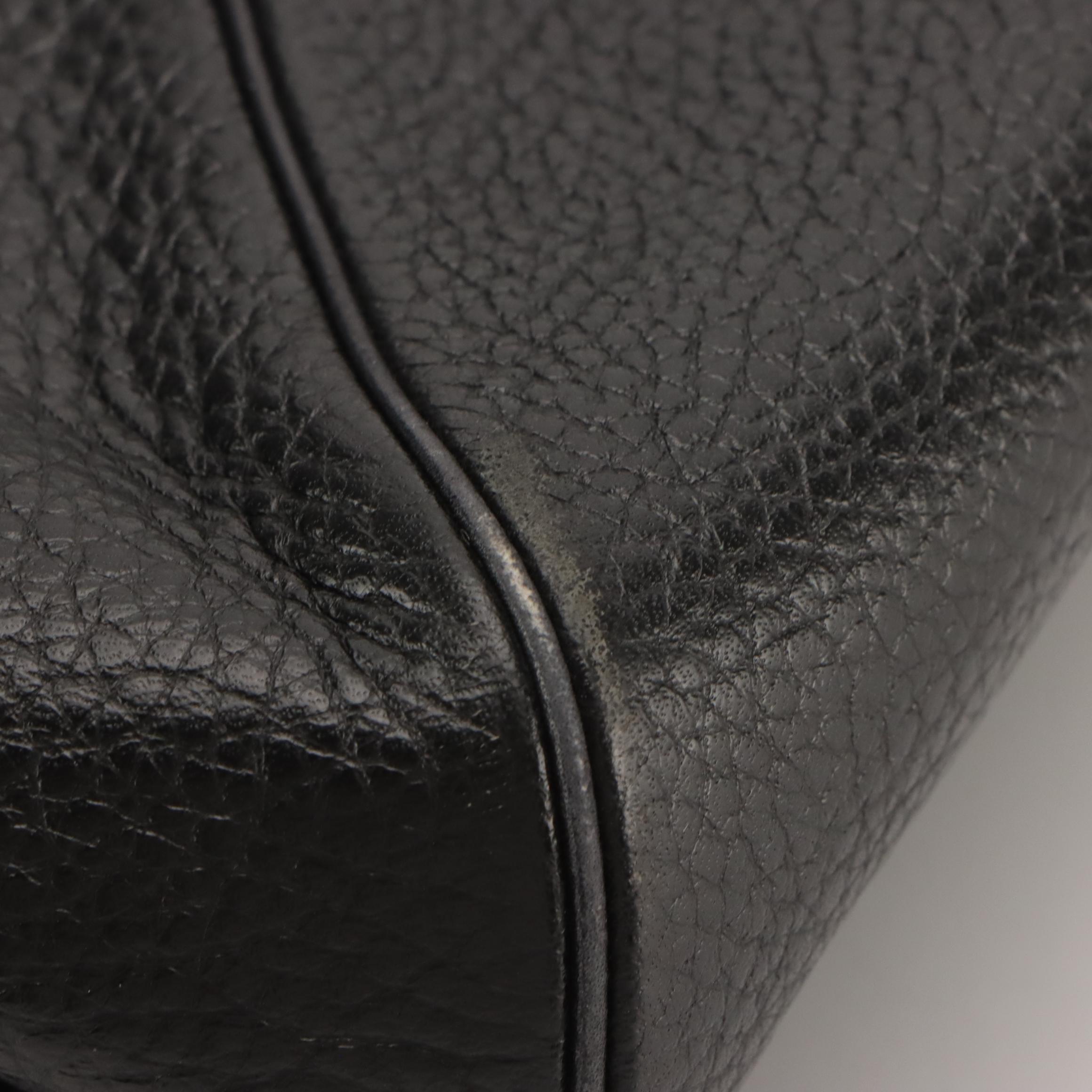 Christian Dior Vintage Black Grained Leather Shoulder Bag