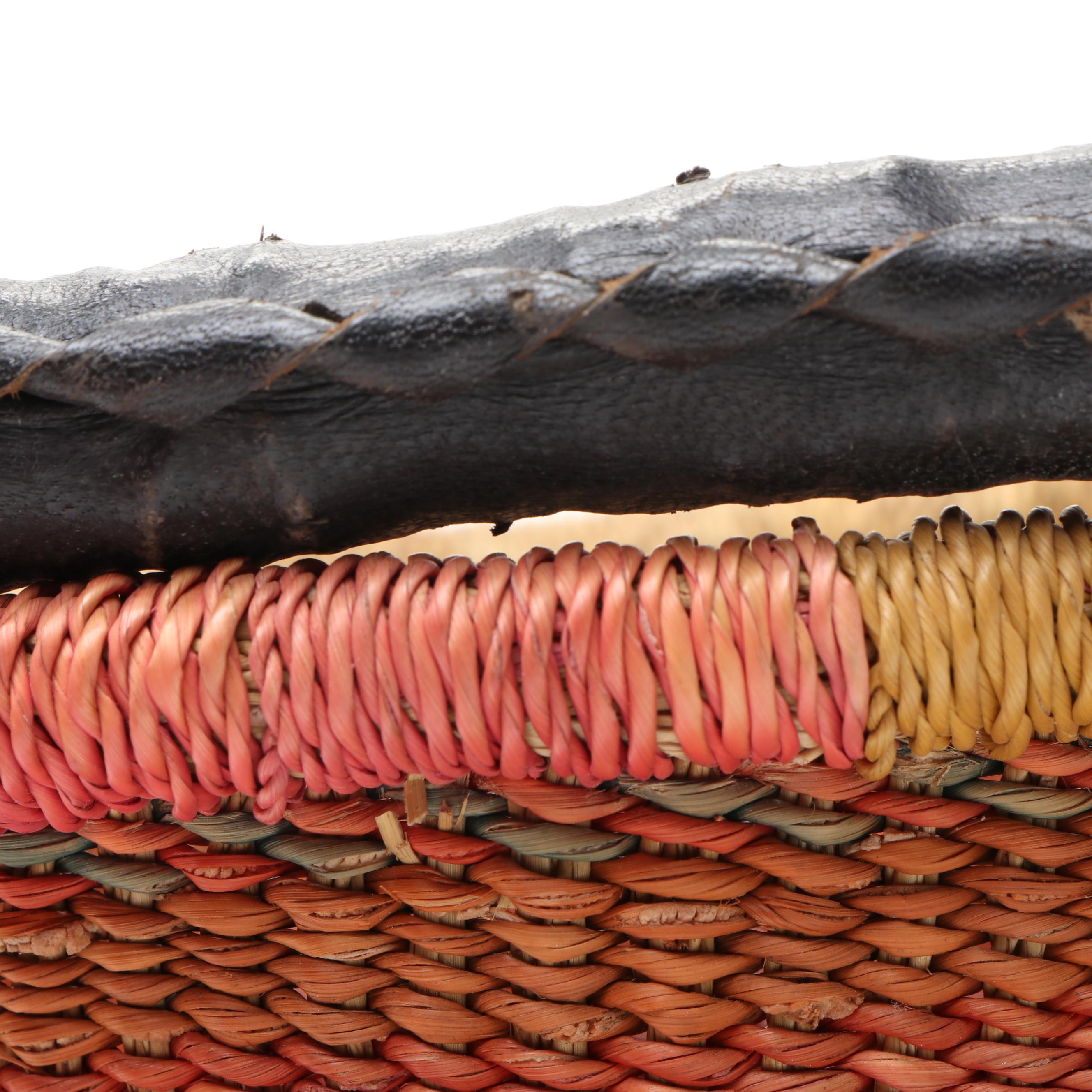 Ethiopian Muday Handwoven Colored Tray, Ghana Bolga Basket, Uganda Coiled Basket