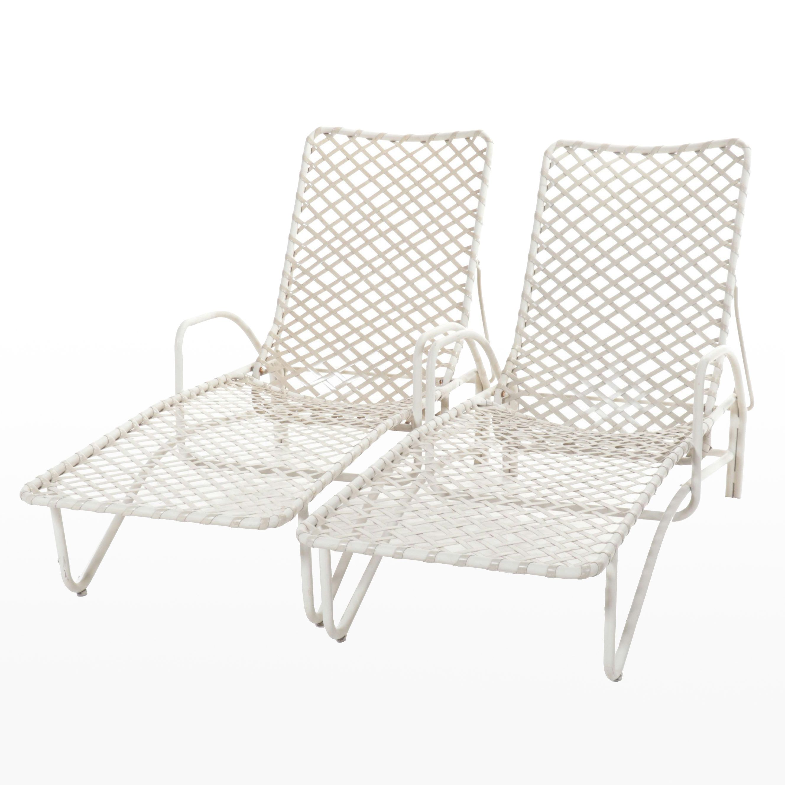 Pair of Brown Jordan Vinyl Lattice Weave Chaise Lounges