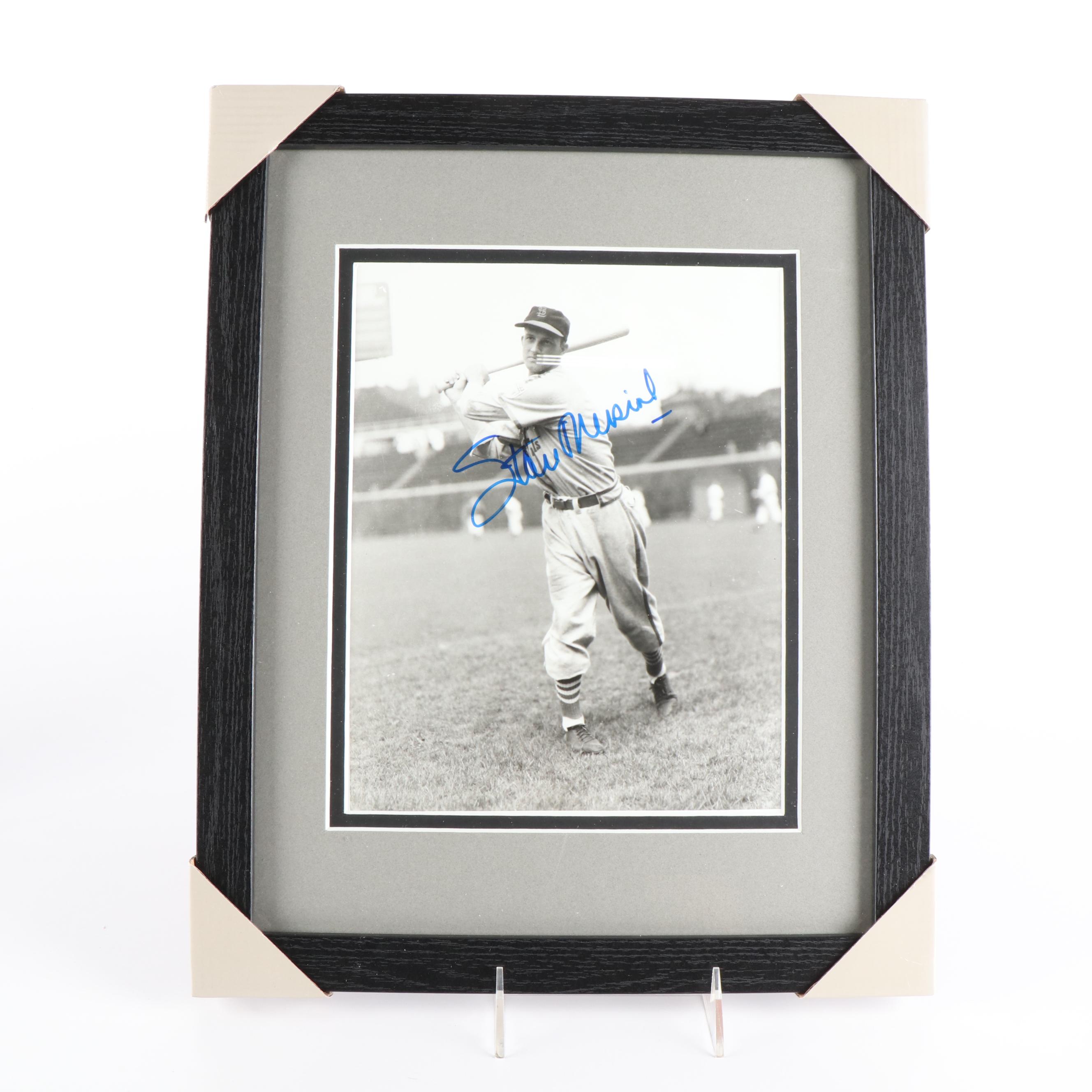 Hall of Famers Stan Musial and Eddie Mathews Signed Framed Photos