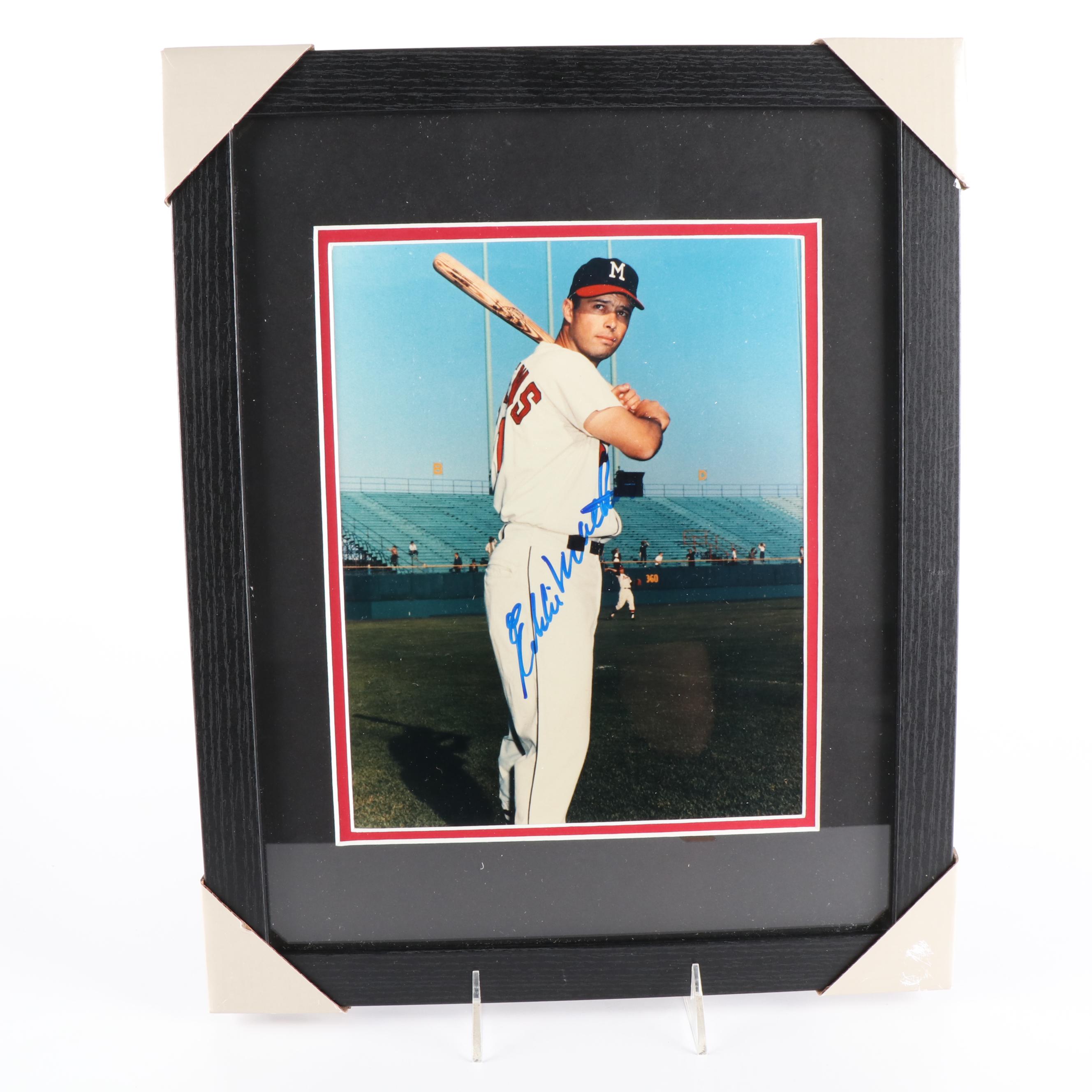 Hall of Famers Stan Musial and Eddie Mathews Signed Framed Photos