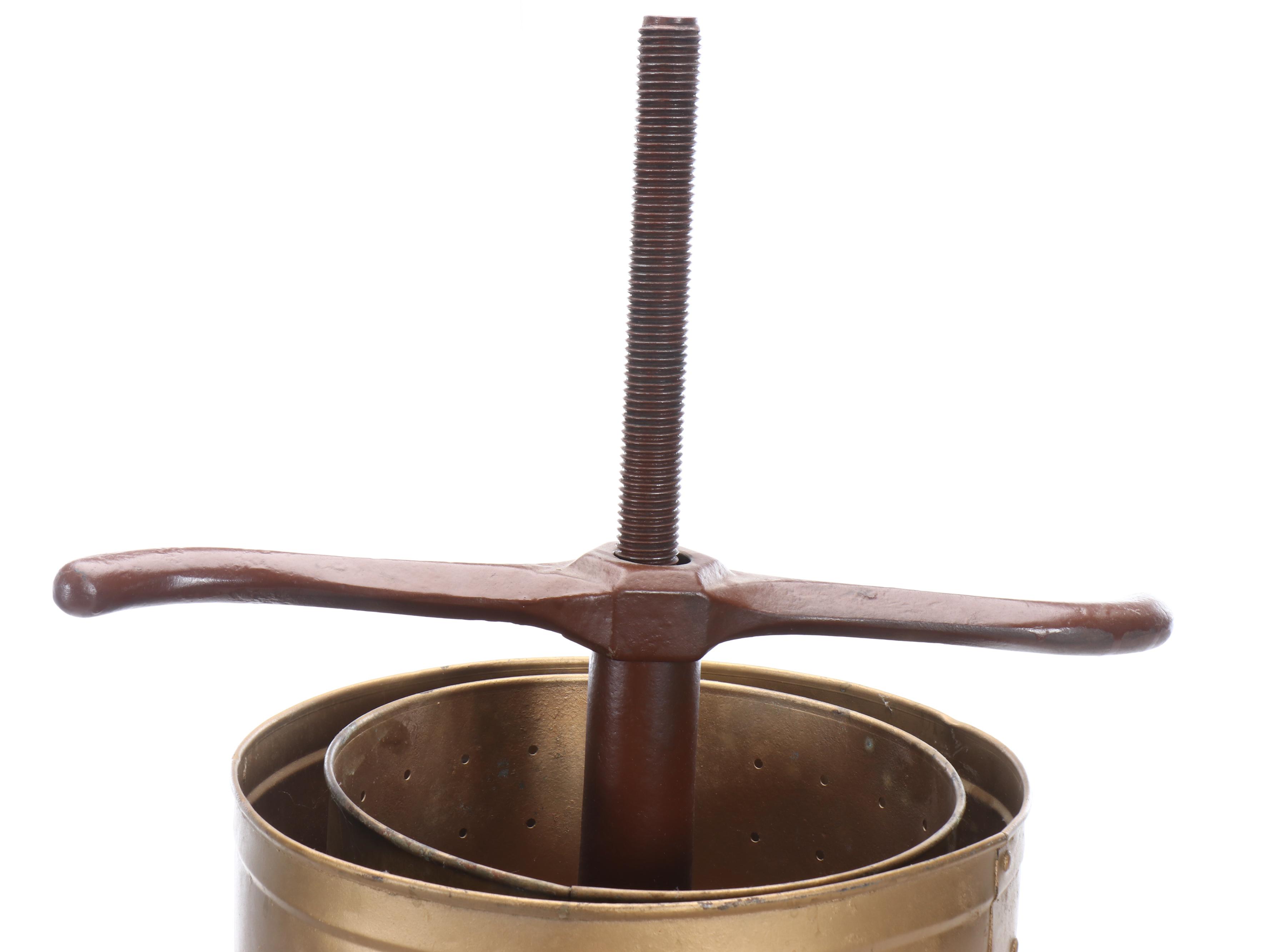 Galvanized Metal Tub and Paint-Decorated Fruit Juicer, Antique