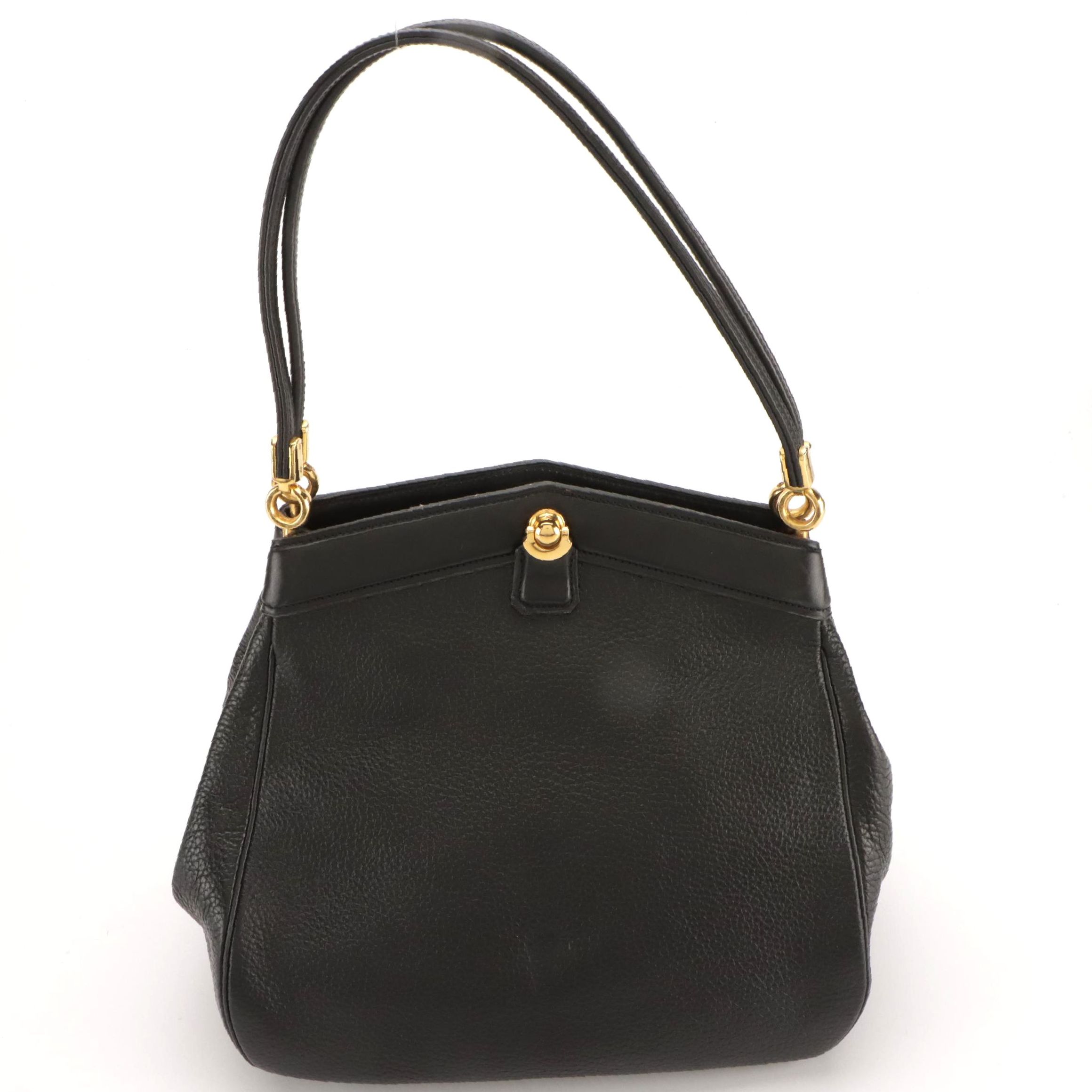 Christian Dior Vintage Black Grained Leather Shoulder Bag