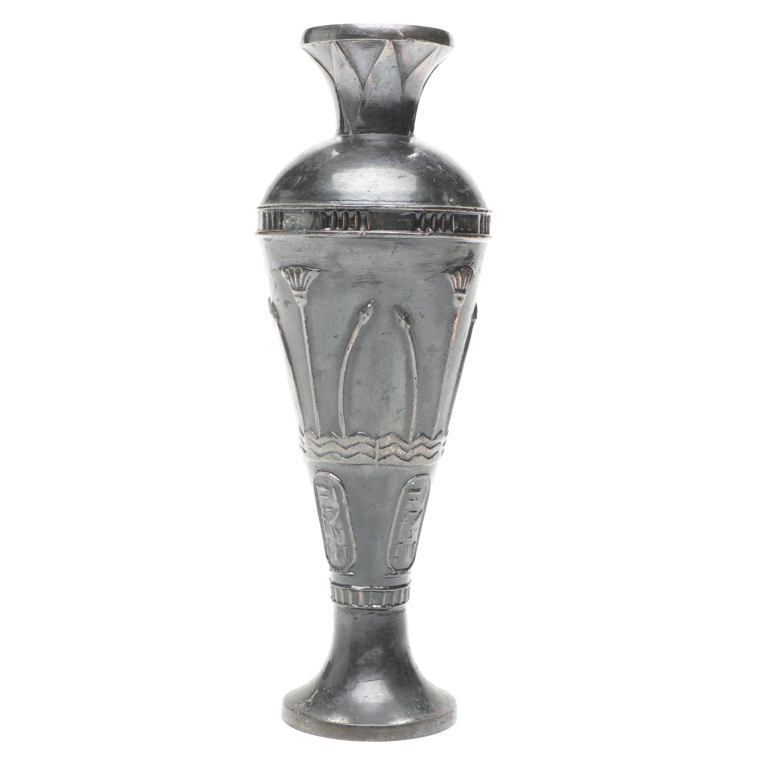 Egyptian Revival Style Black Finish Brass Vase