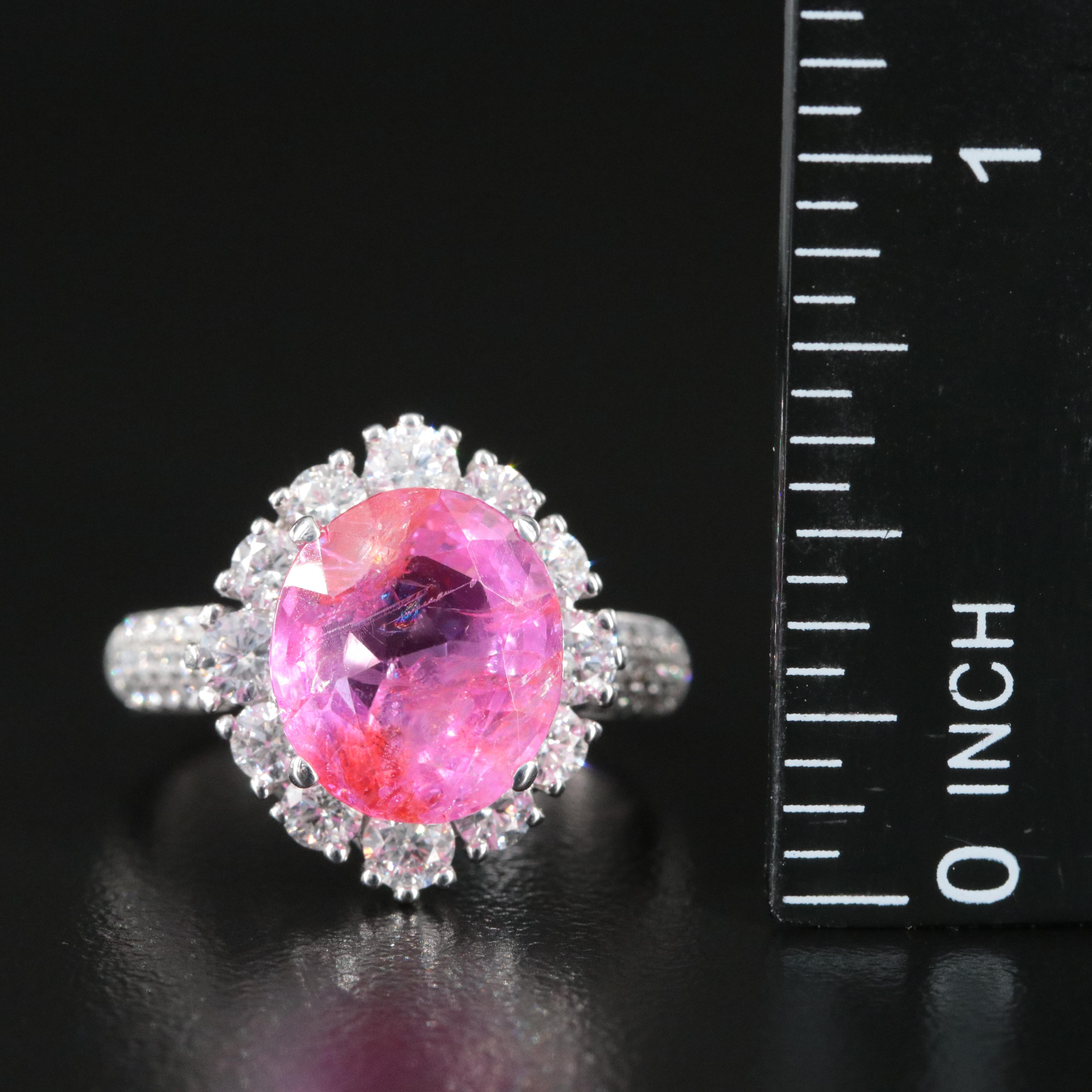18K 5.56 CT No Heat Burmese Pink Sapphire 1.35 CTW Diamond Ring w/ a GIA Report