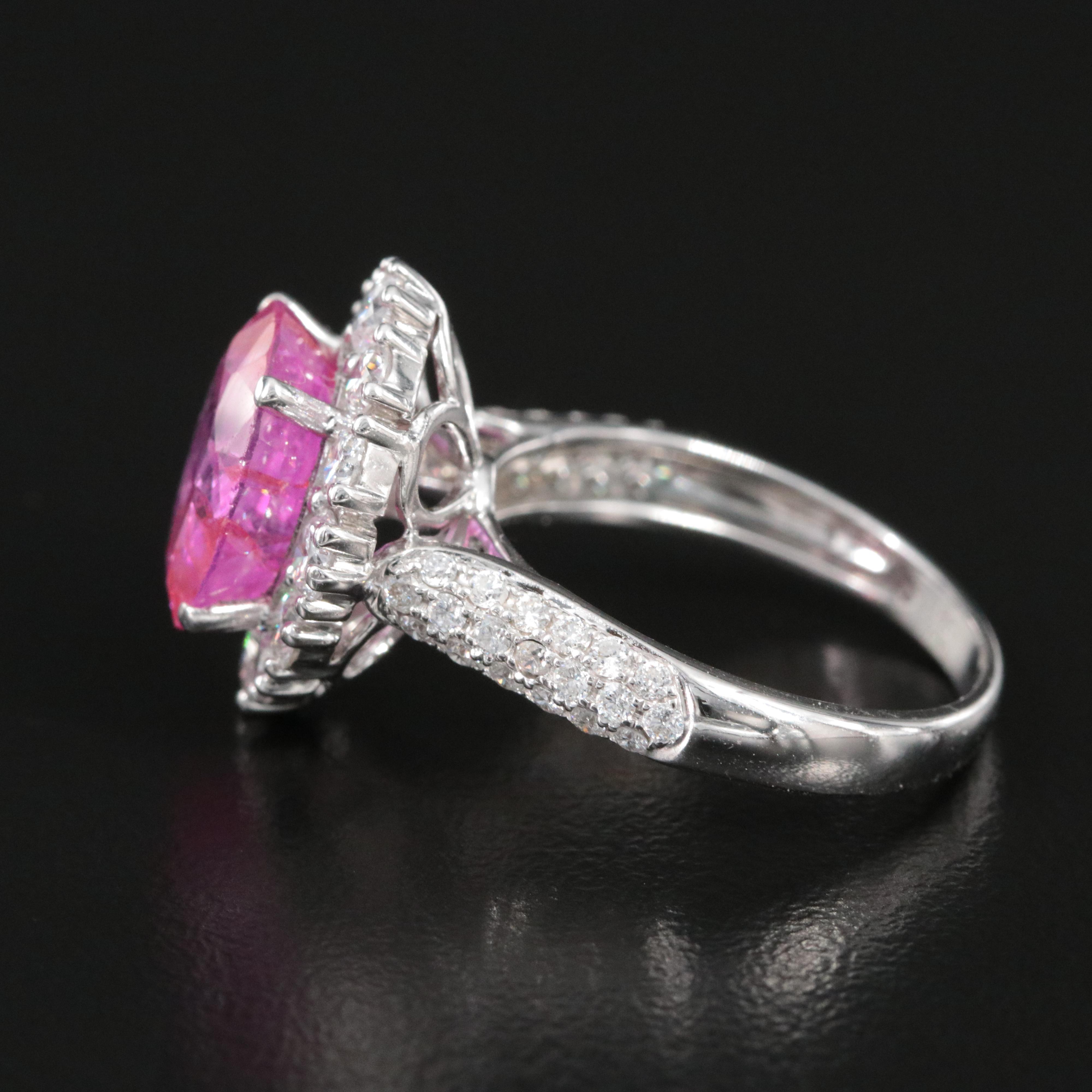 18K 5.56 CT No Heat Burmese Pink Sapphire 1.35 CTW Diamond Ring w/ a GIA Report