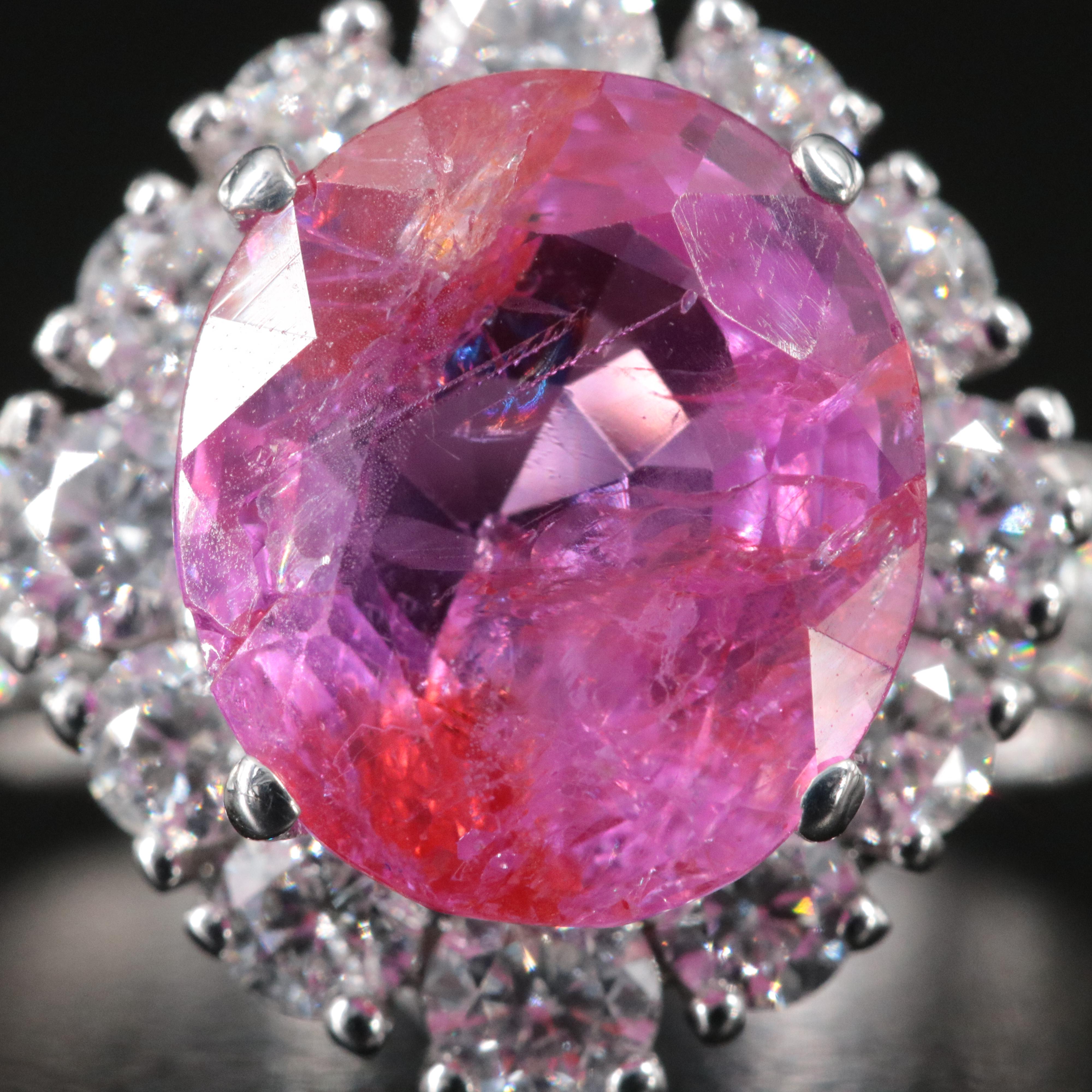 18K 5.56 CT No Heat Burmese Pink Sapphire 1.35 CTW Diamond Ring w/ a GIA Report