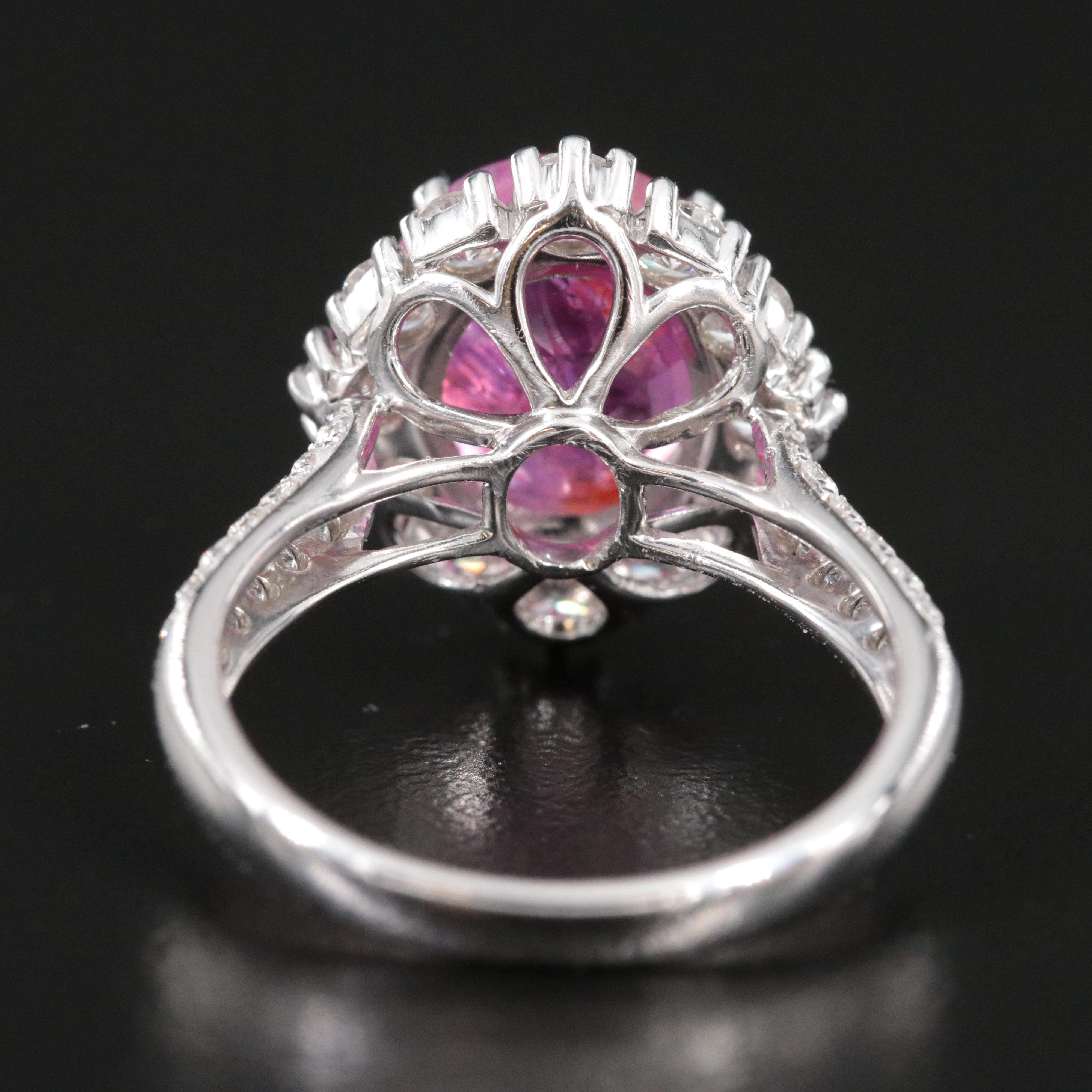 18K 5.56 CT No Heat Burmese Pink Sapphire 1.35 CTW Diamond Ring w/ a GIA Report