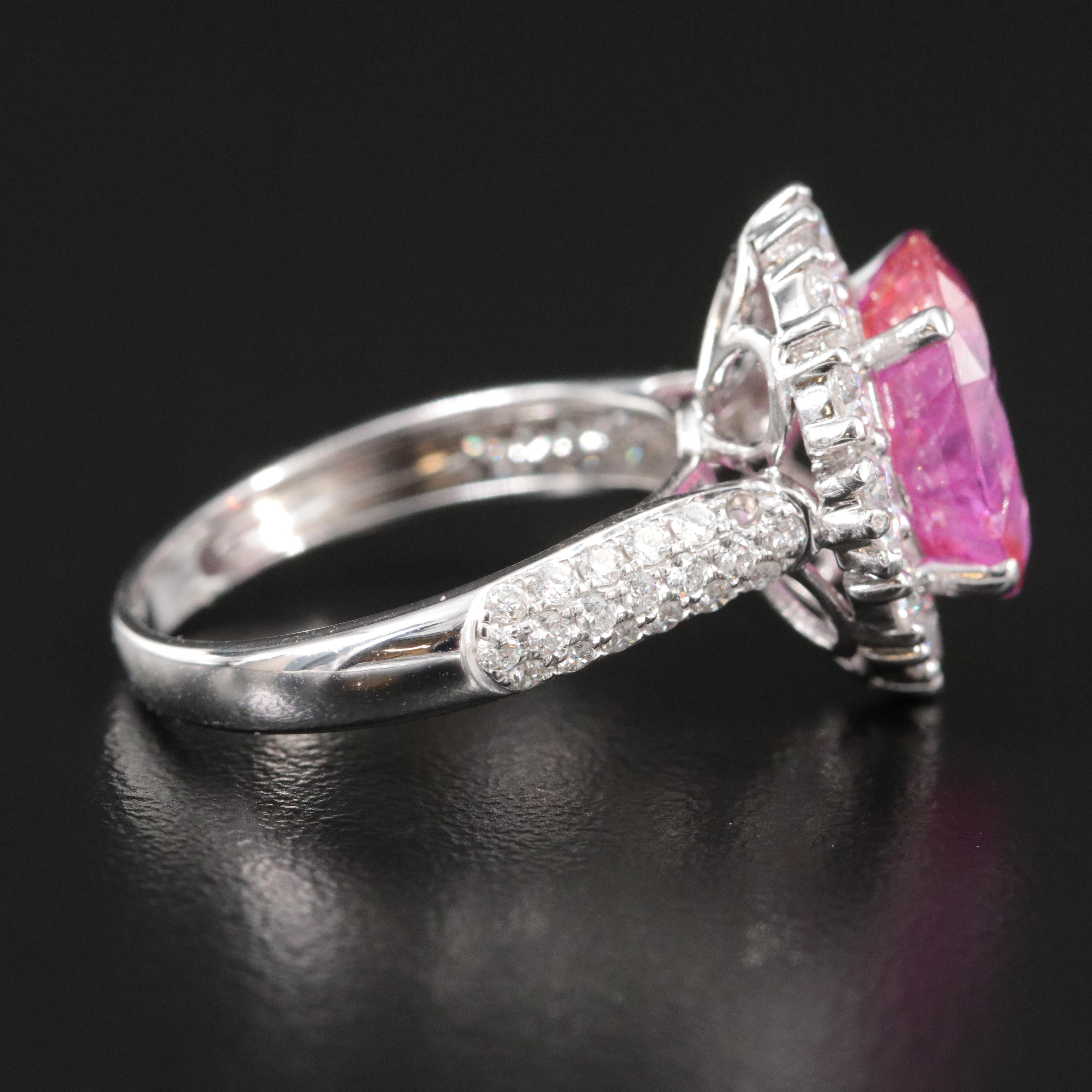18K 5.56 CT No Heat Burmese Pink Sapphire 1.35 CTW Diamond Ring w/ a GIA Report