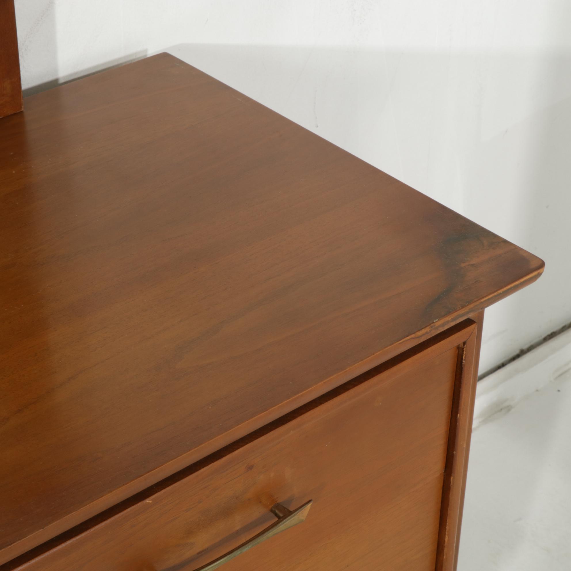 Mid Century Modern Walnut Dresser and Mirror