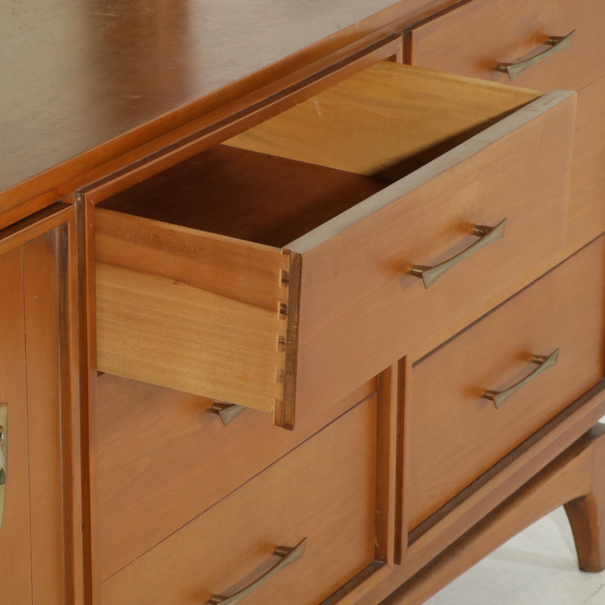 Mid Century Modern Walnut Dresser and Mirror