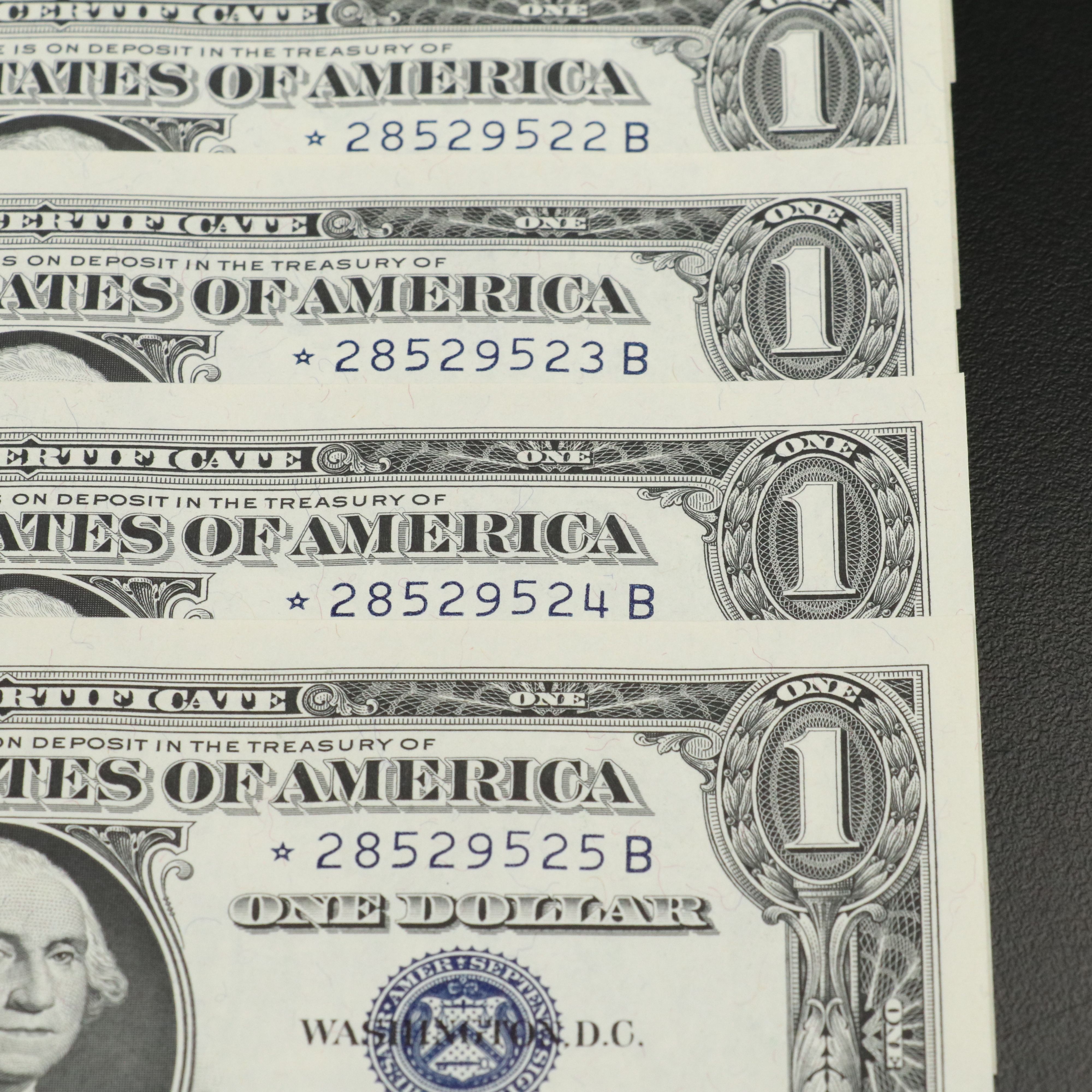 Ten Uncirculated Consecutively Numbered Star Note $1 Silver Certificates, 1957