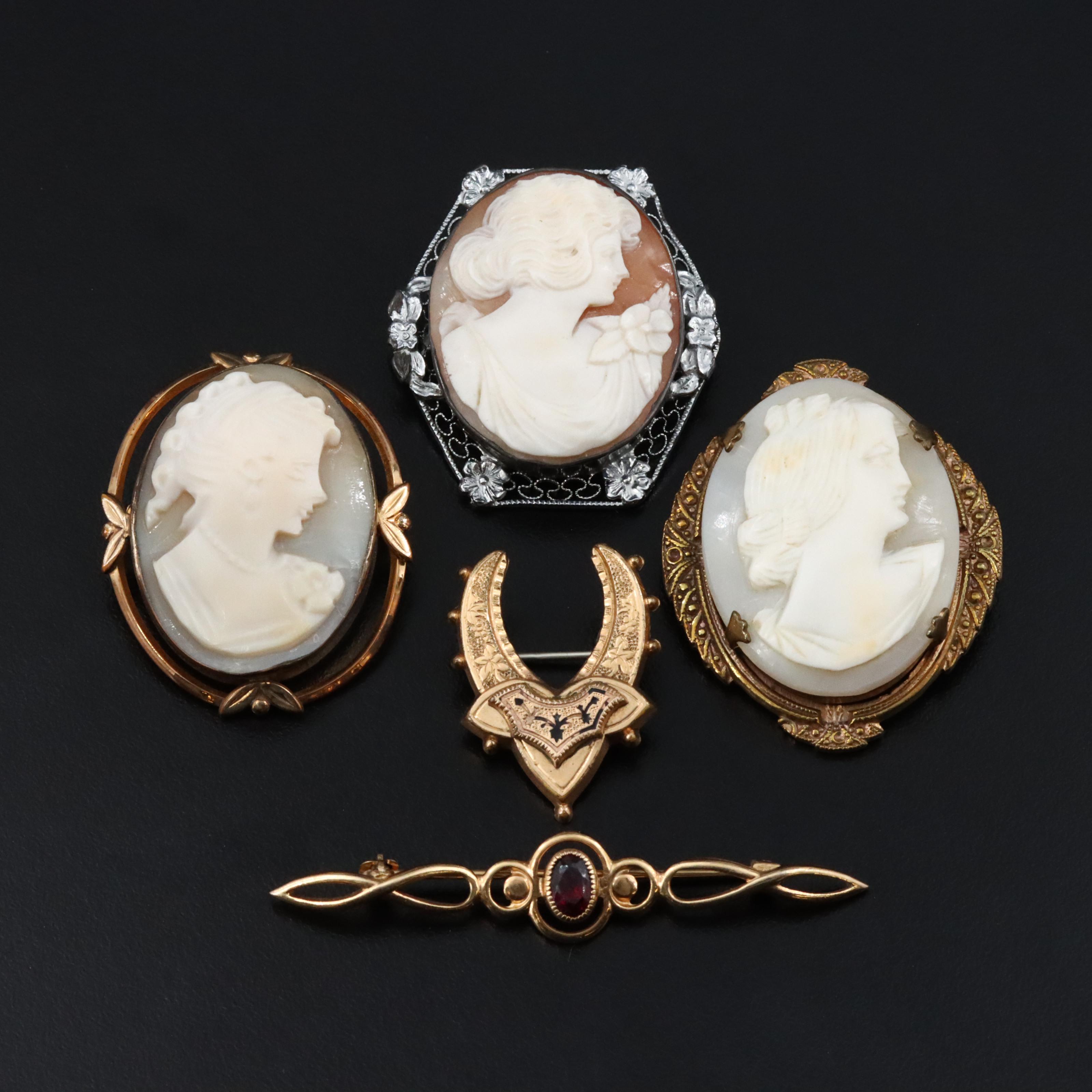 Vintage Shell Cameos Featured in Brooch Collection