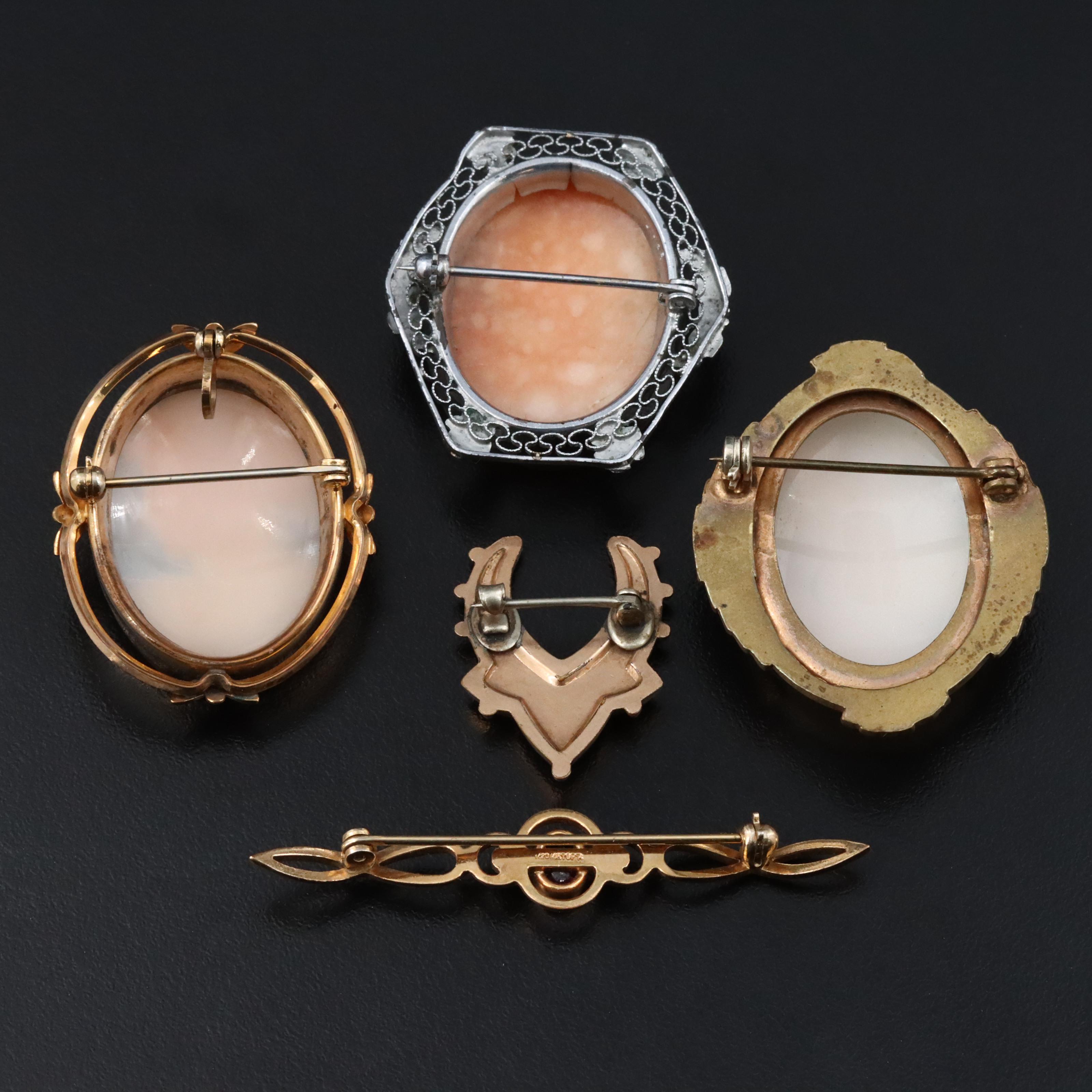 Vintage Shell Cameos Featured in Brooch Collection