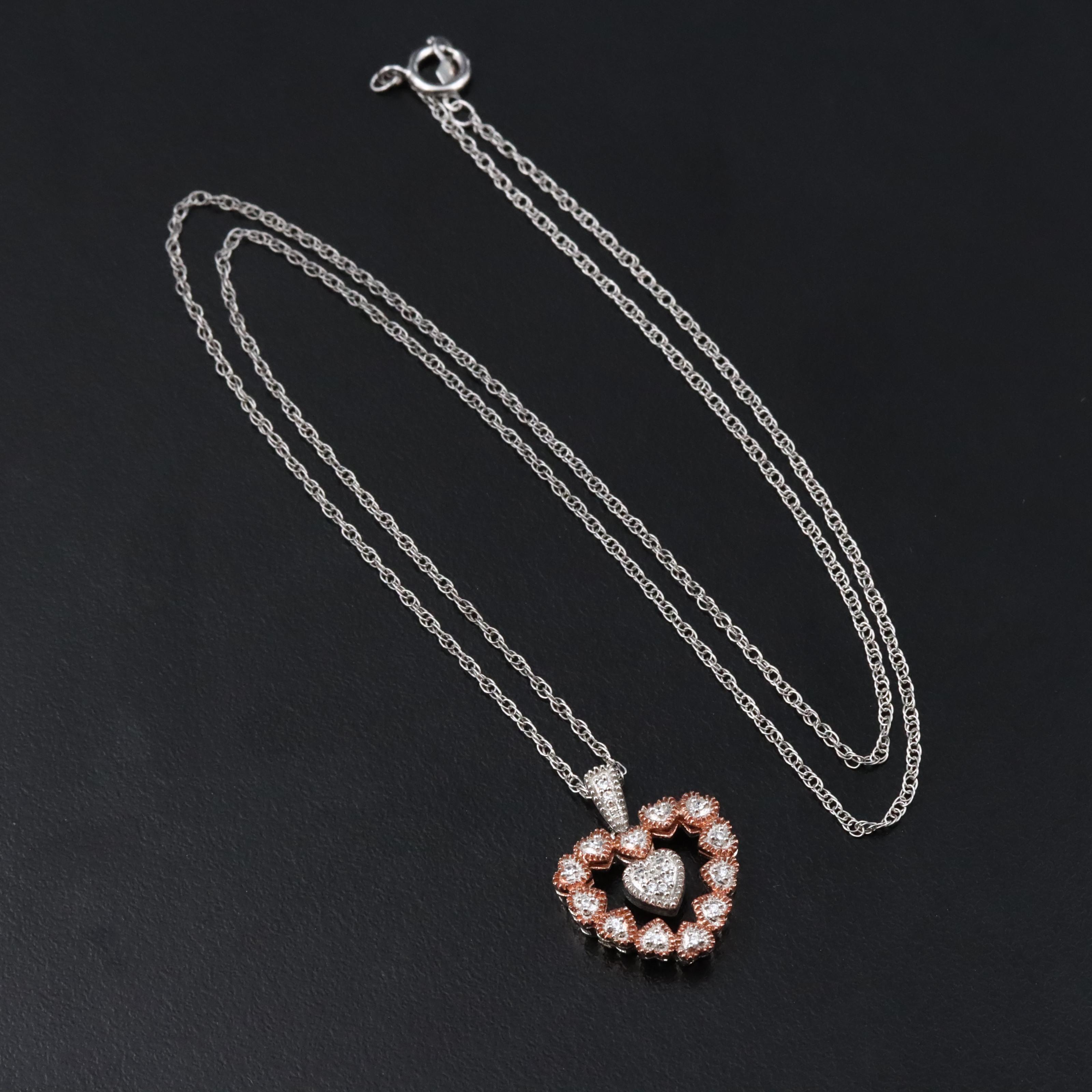 Sterling CZ Heart Pendant Necklace