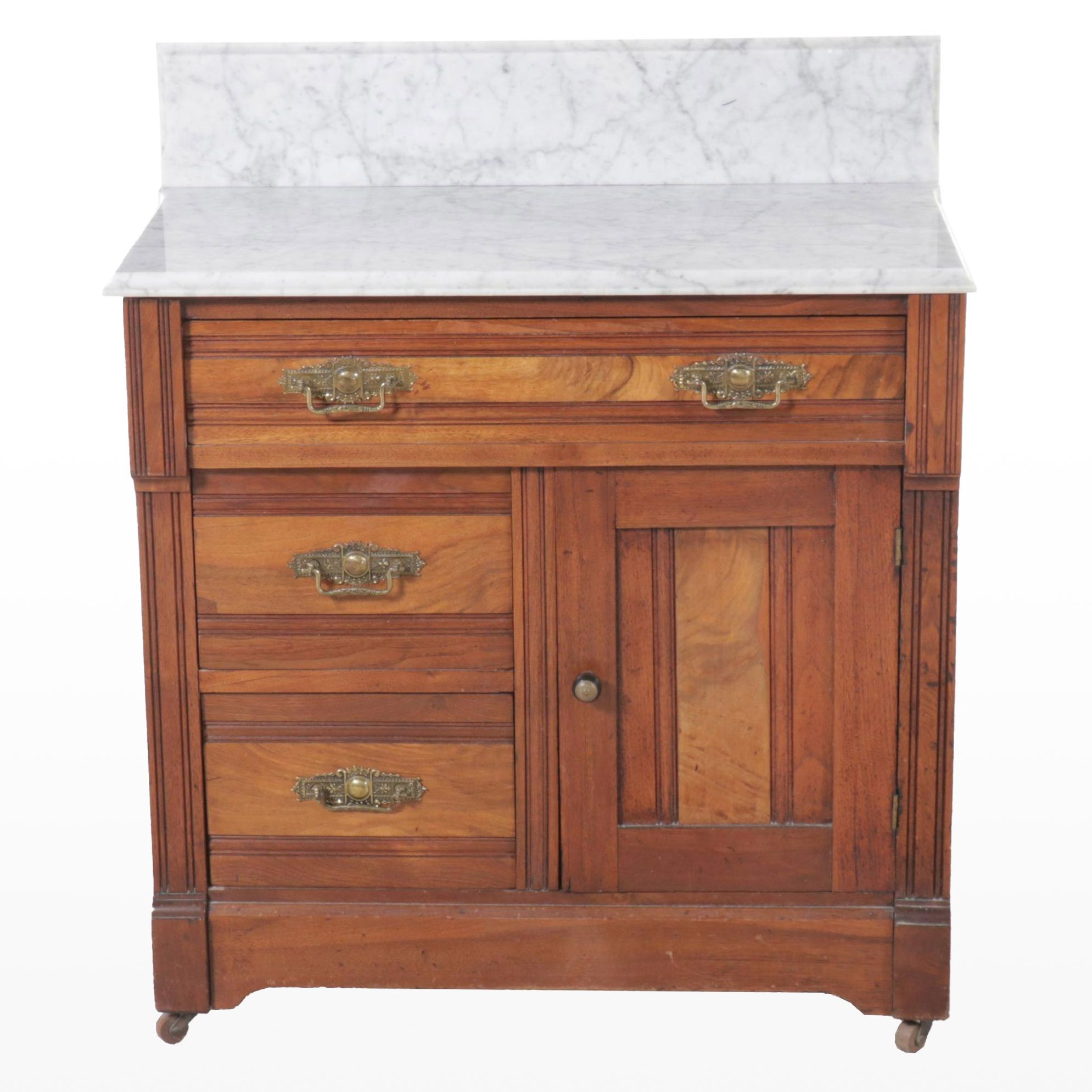 Victorian Walnut Washstand with Marble Top
