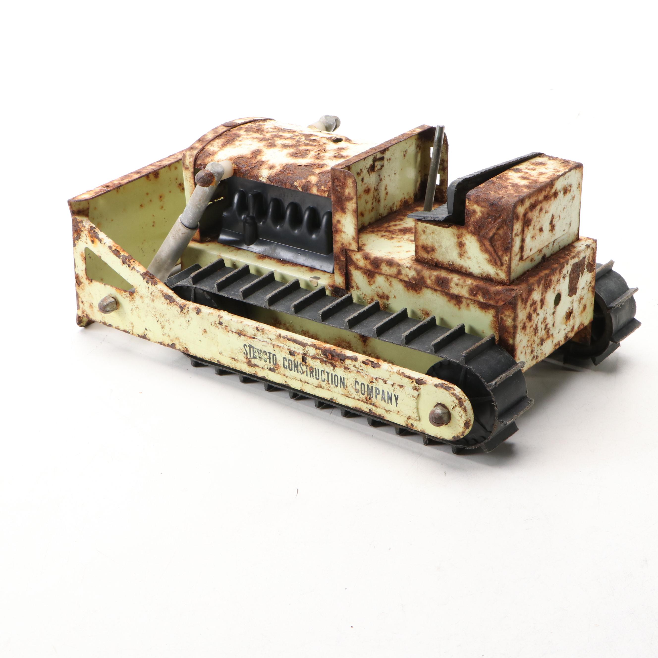 Structo "Rocker" Pressed Steel Dump Truck Trailer and Bulldozers