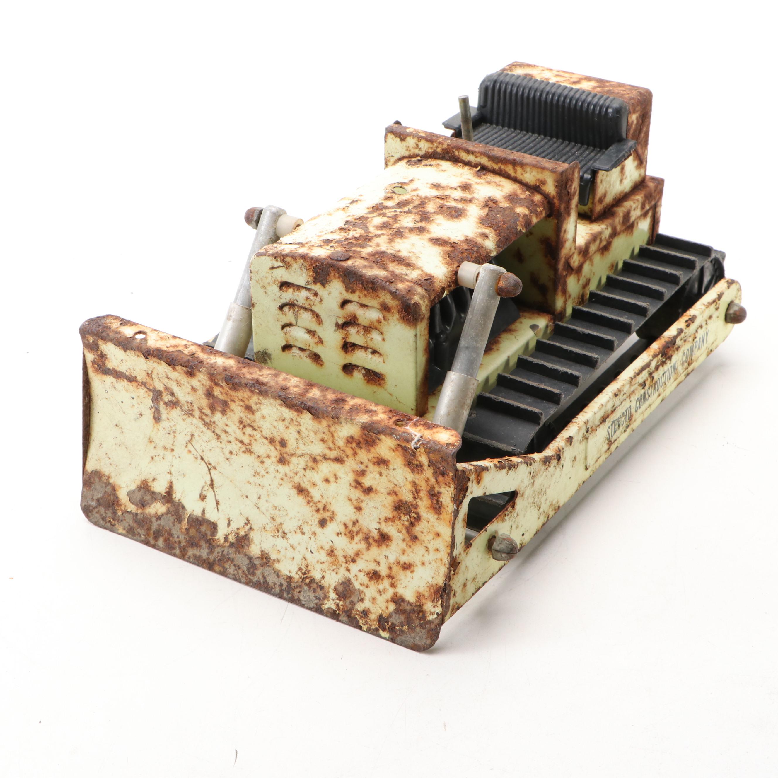 Structo "Rocker" Pressed Steel Dump Truck Trailer and Bulldozers