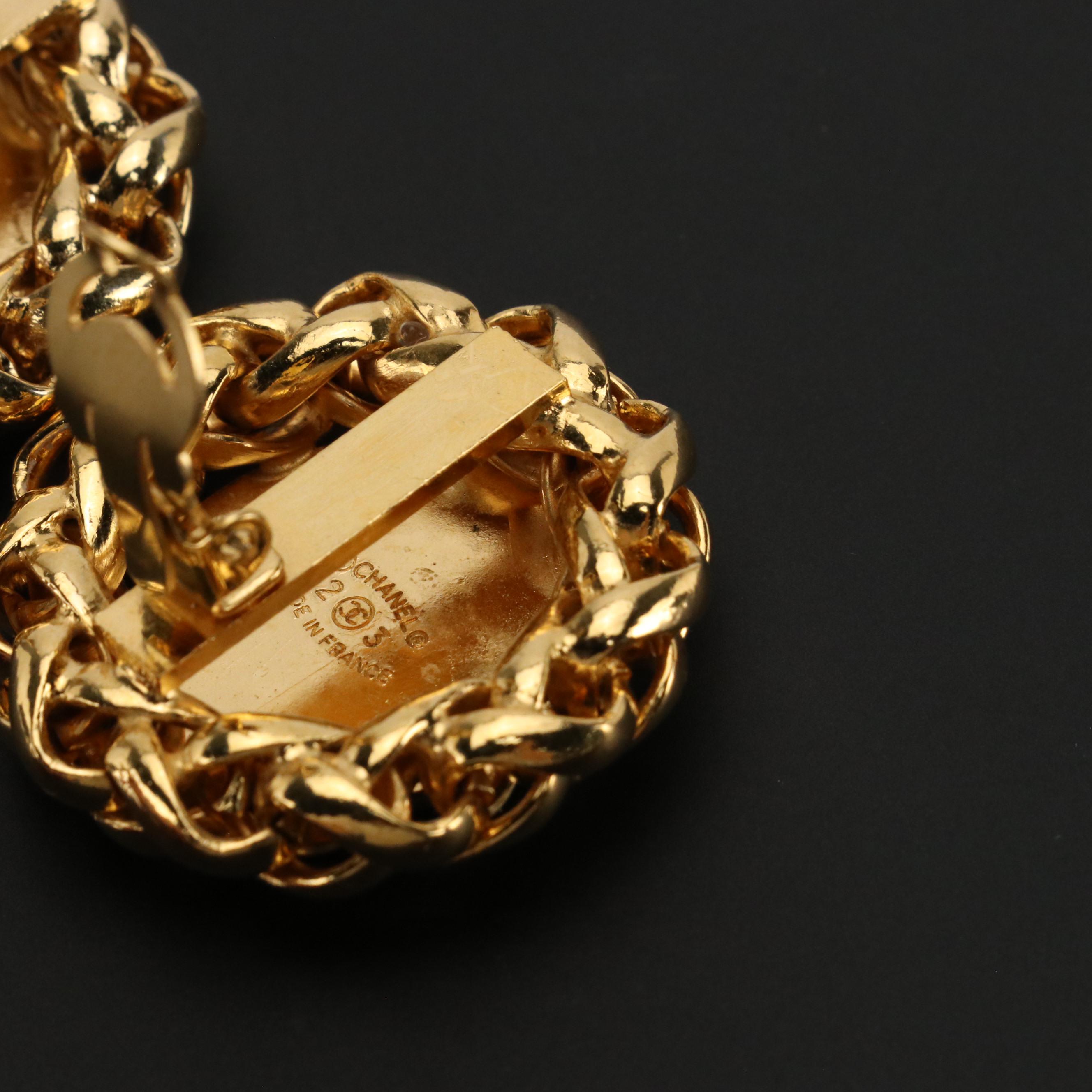 Chanel CC Wheat Round Clip Earrings