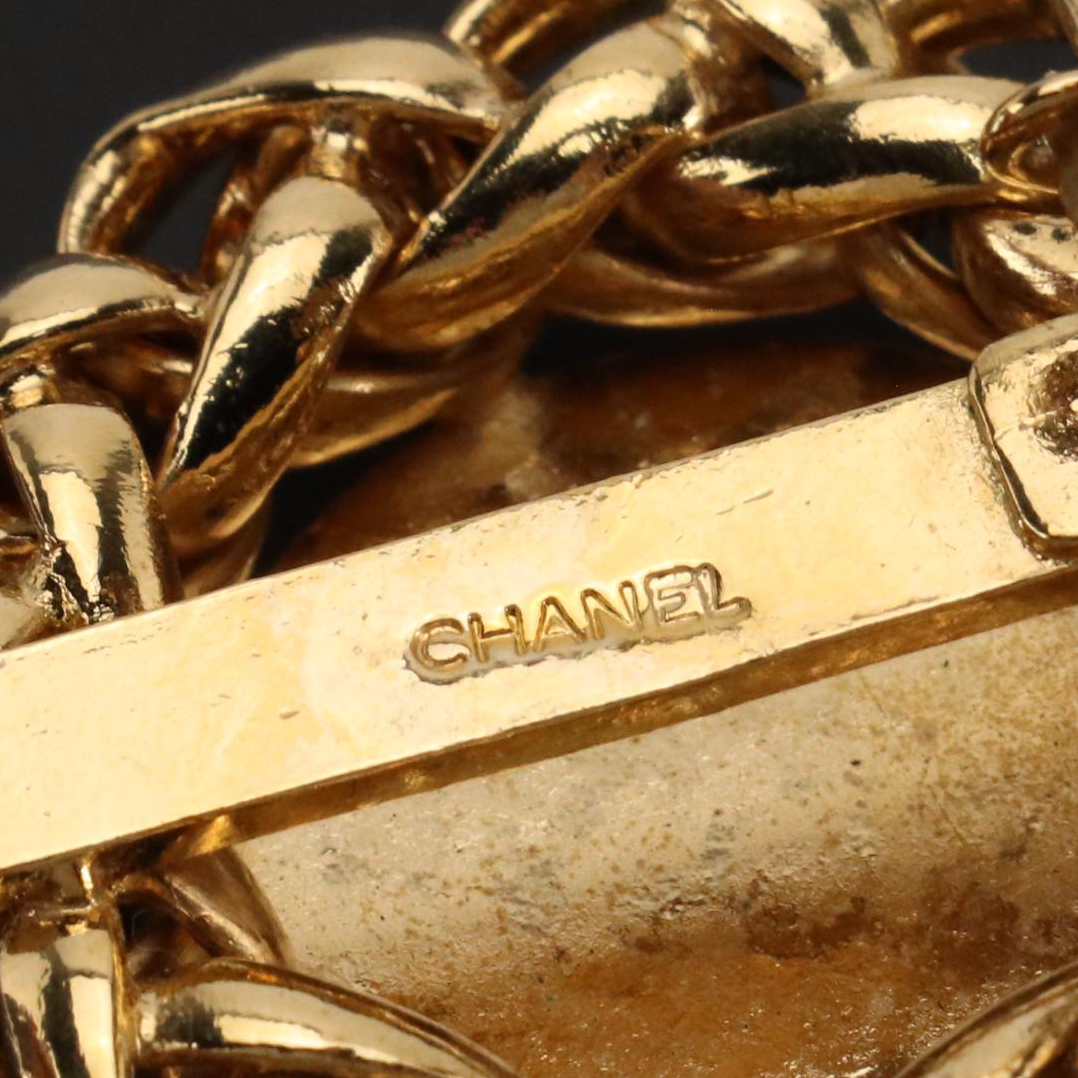 Chanel CC Wheat Round Clip Earrings