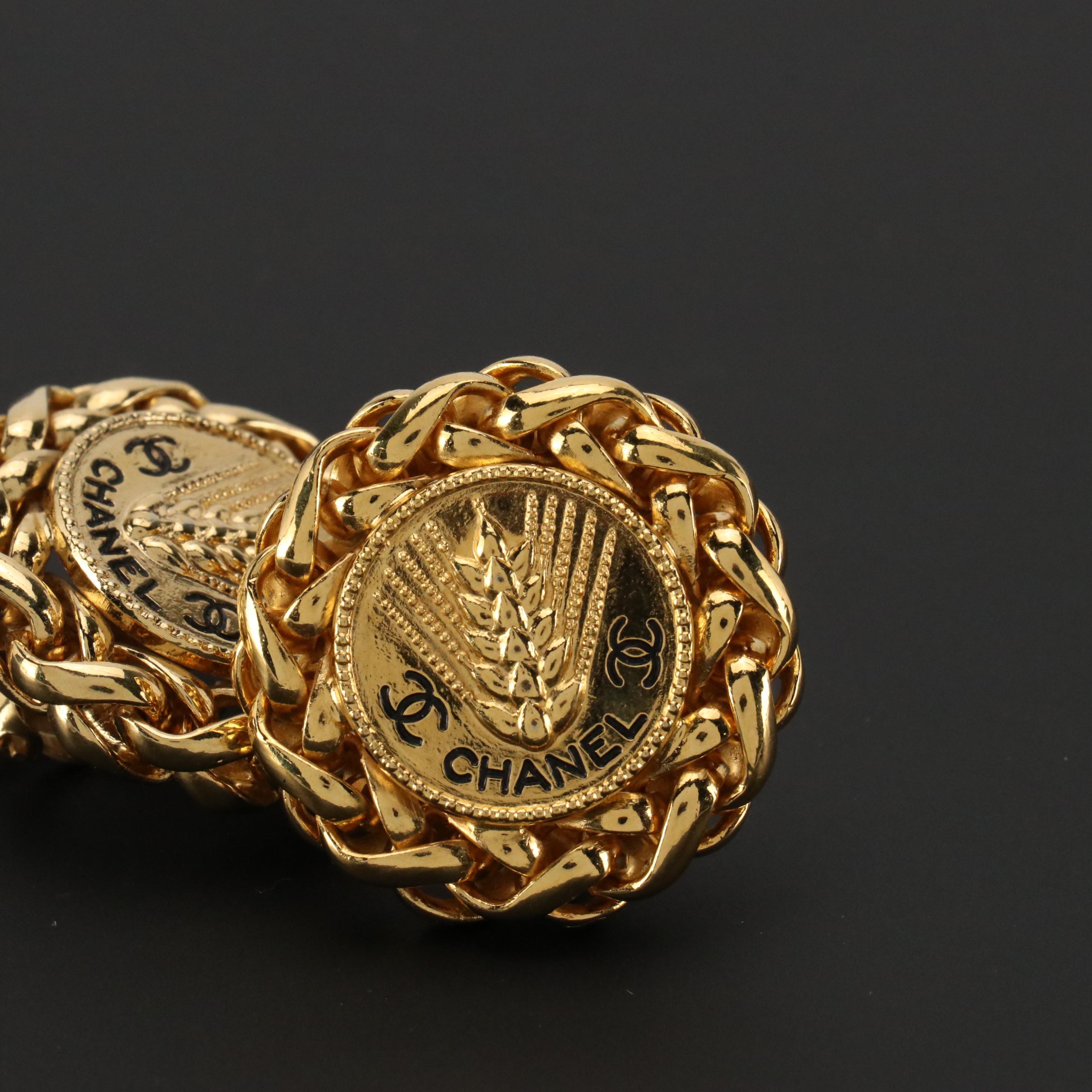 Chanel CC Wheat Round Clip Earrings