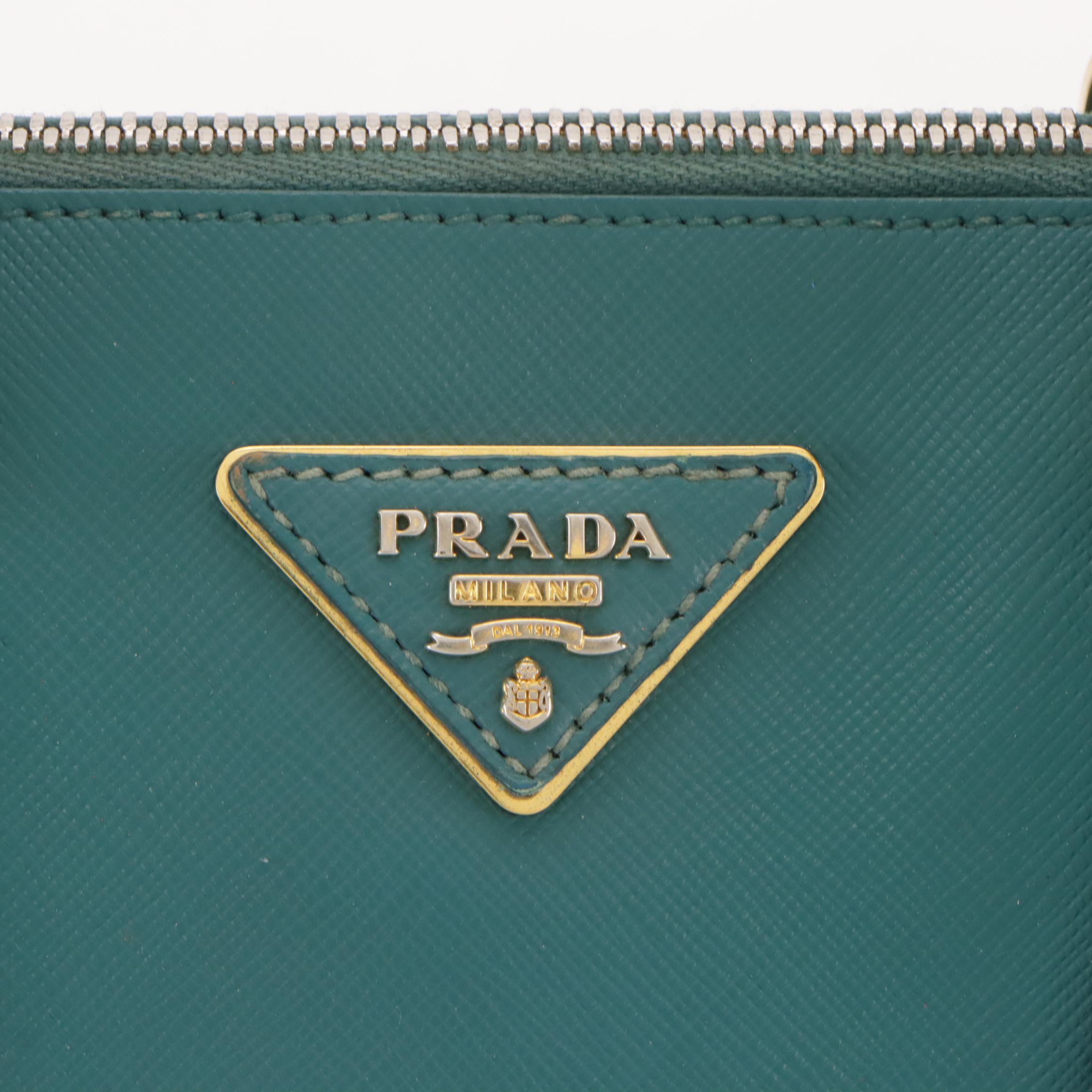 Prada Promenade Dome Handbag in Teal Saffiano Leather