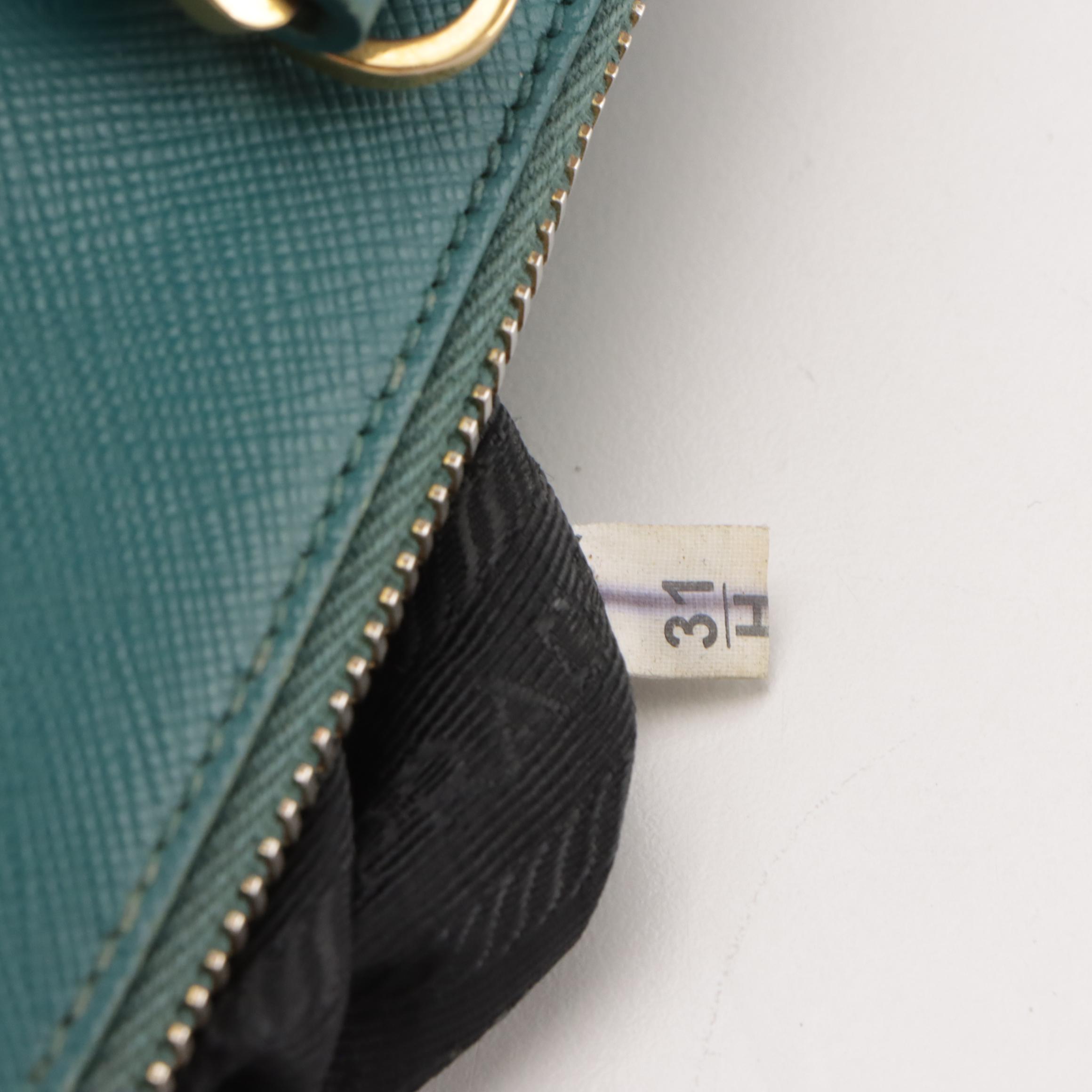 Prada Promenade Dome Handbag in Teal Saffiano Leather