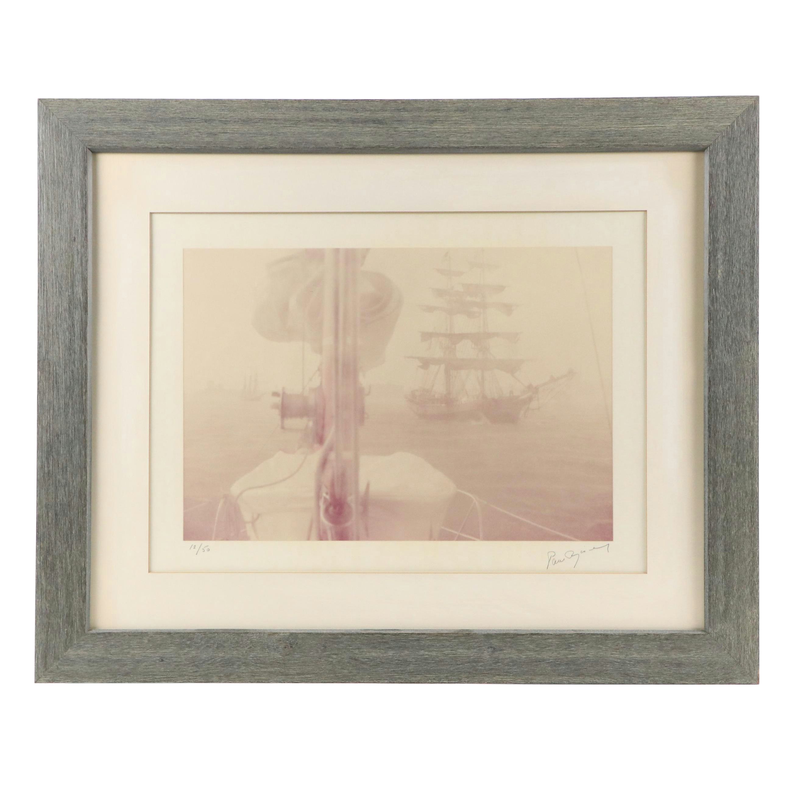 Signed Photograph of Angelique on Misty Hudson River, 20th C.