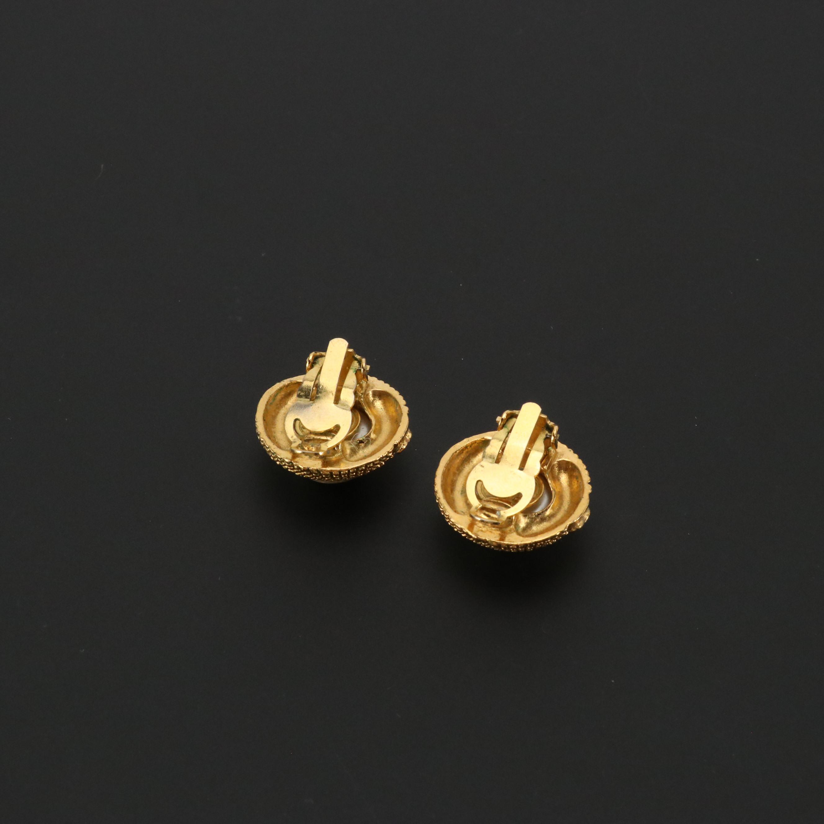Chanel CC Imitation Pearl Clip Earrings