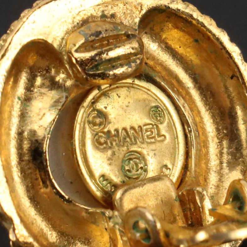 Chanel CC Imitation Pearl Clip Earrings