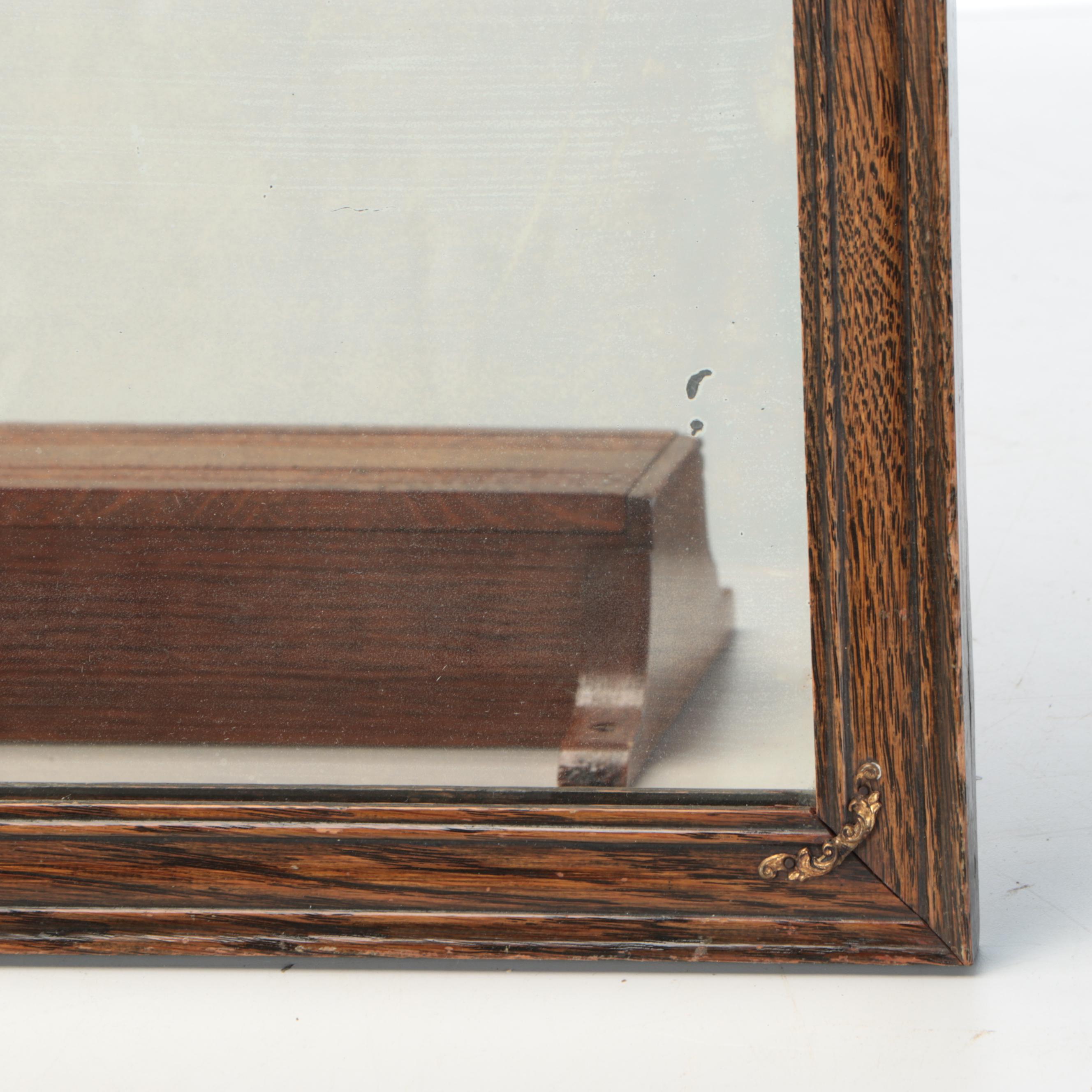 Oak Veneered Bench Box, Oak Framed Mirror and Wall Shelf