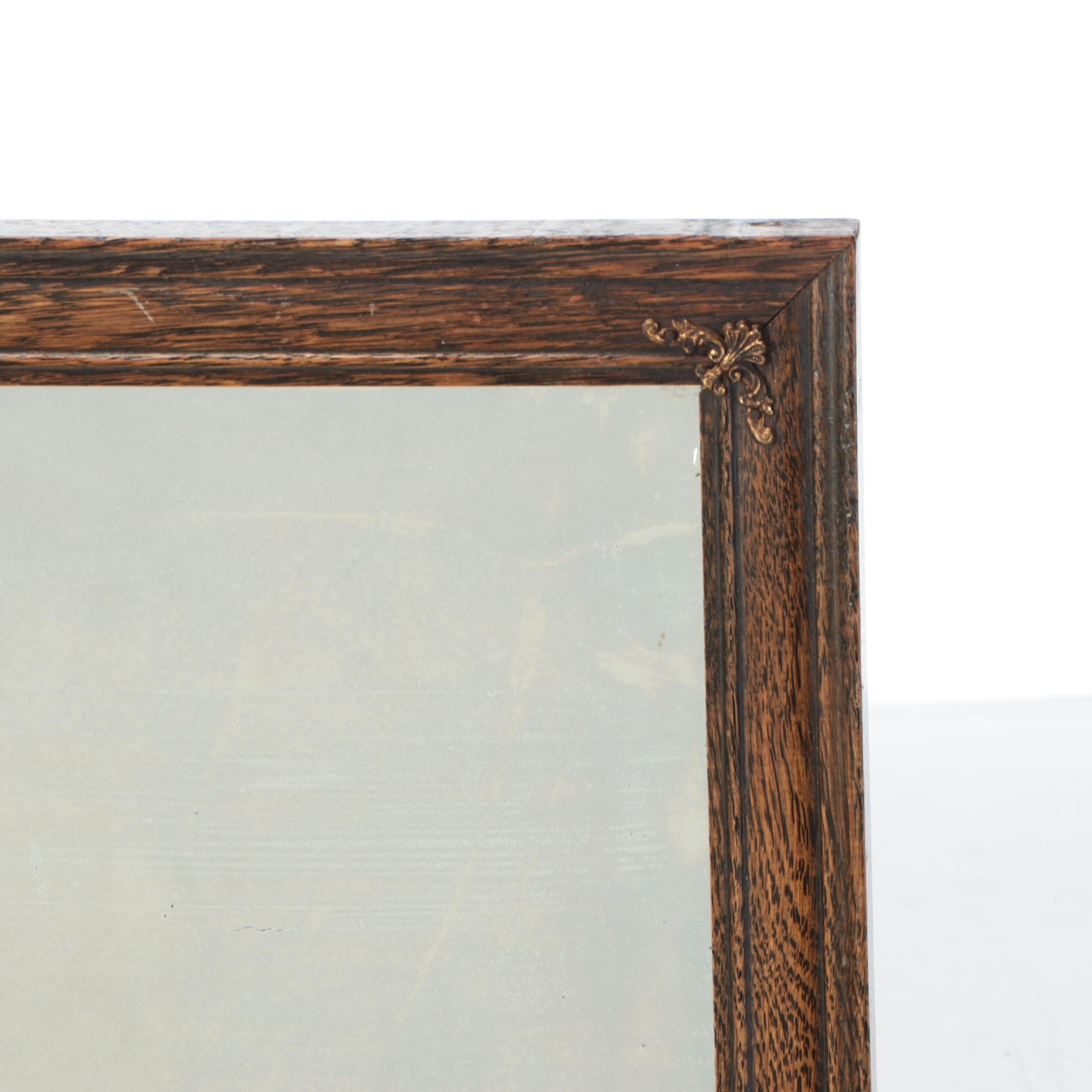 Oak Veneered Bench Box, Oak Framed Mirror and Wall Shelf