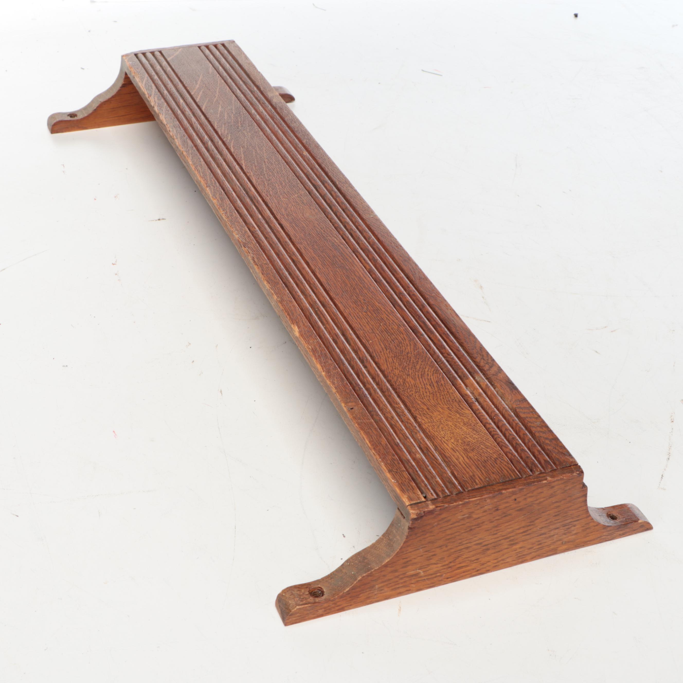 Oak Veneered Bench Box, Oak Framed Mirror and Wall Shelf