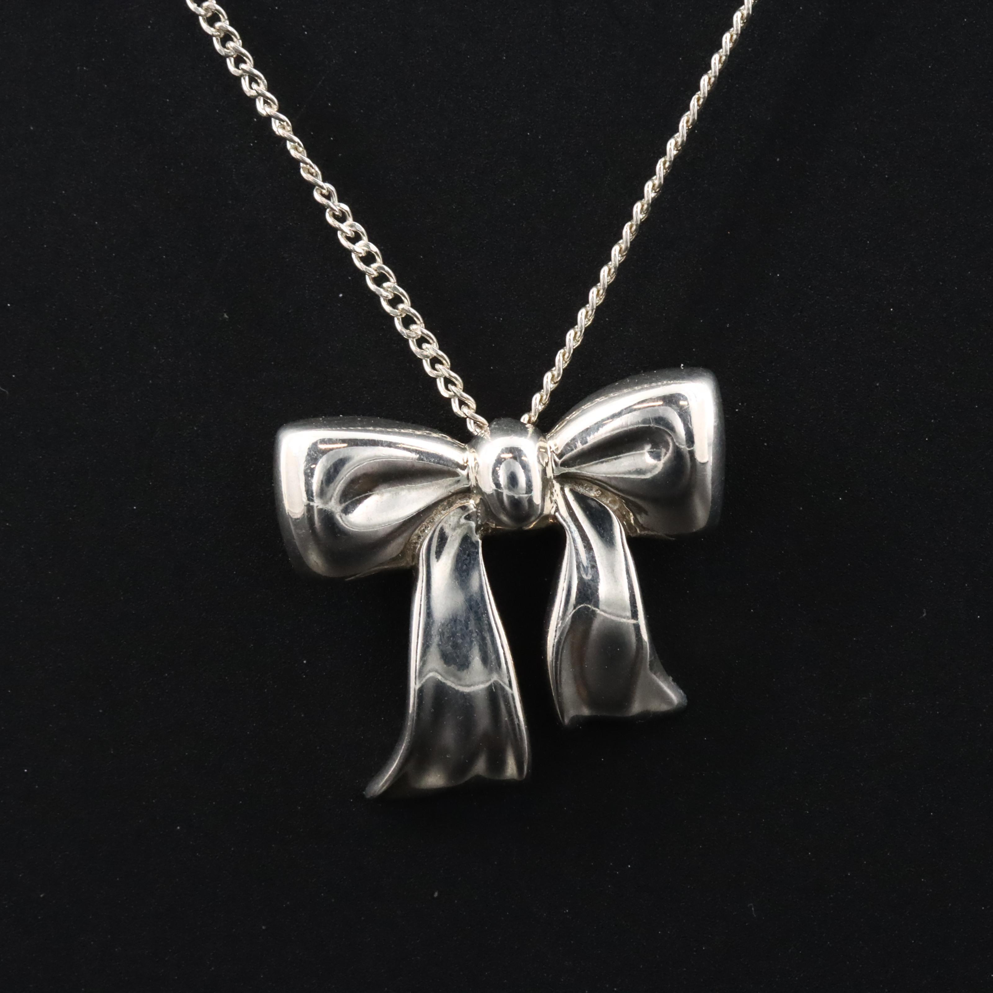 Tiffany & Co. Sterling Ribbon Bow Necklace