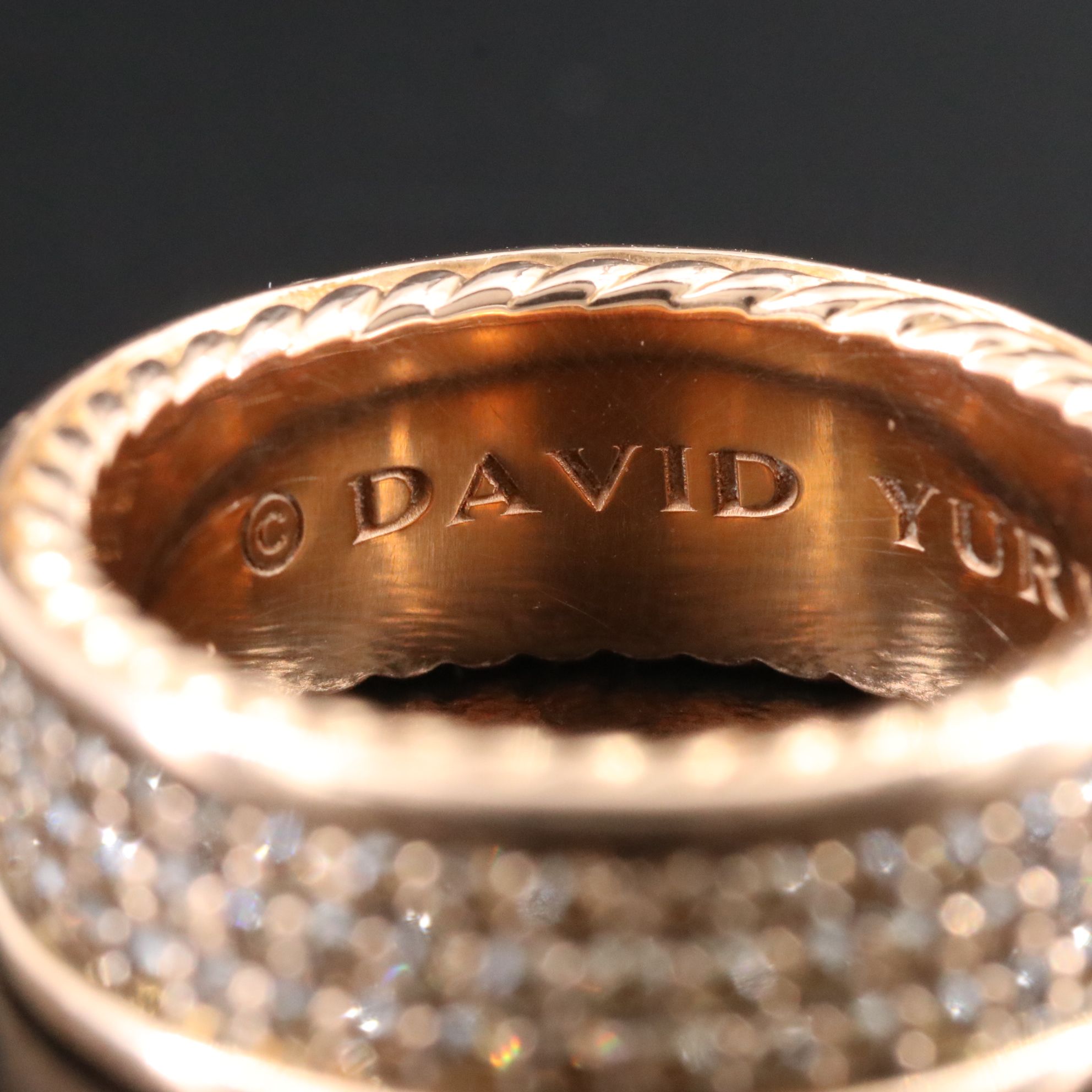 David Yurman Streamline 18K Rose Gold 2.06 CTW Brown Diamond Three Row Band Ring