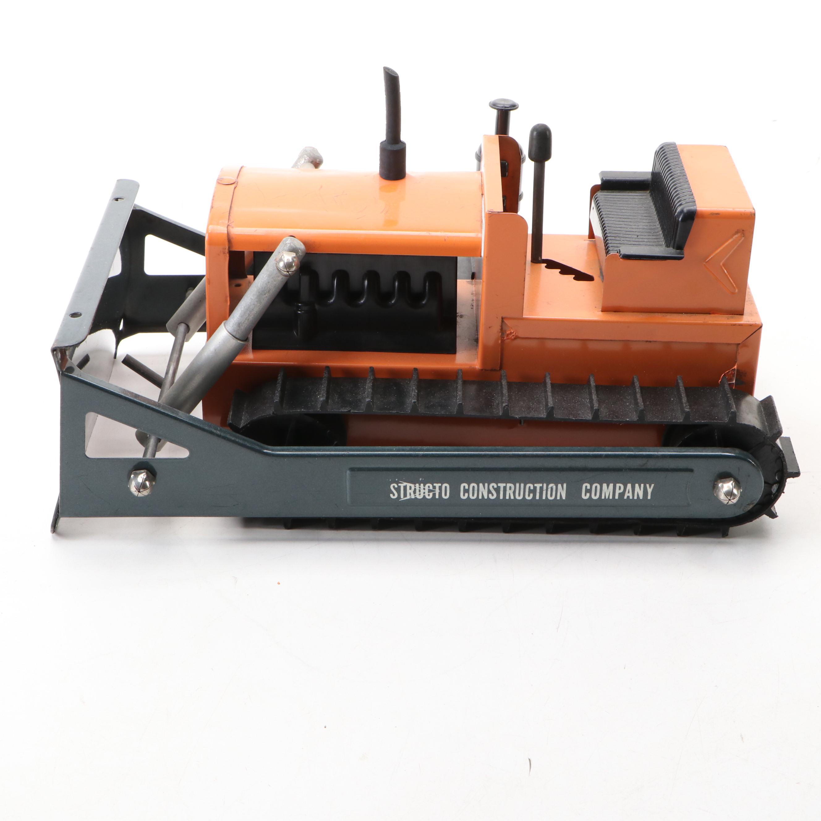 Structo Steam Shovel and Bulldozer Pressed Steel Toys, Mid-20th Century