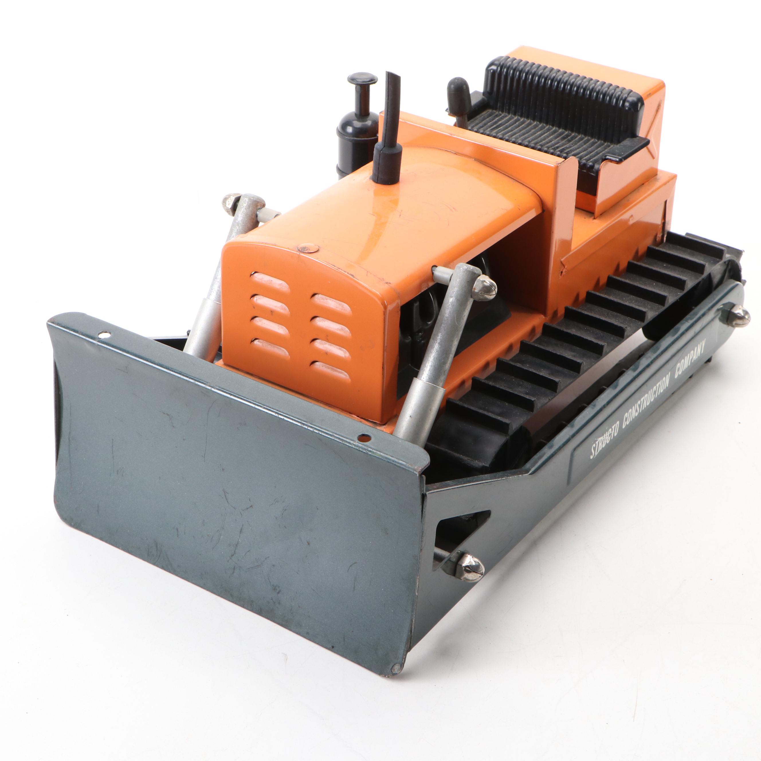 Structo Steam Shovel and Bulldozer Pressed Steel Toys, Mid-20th Century