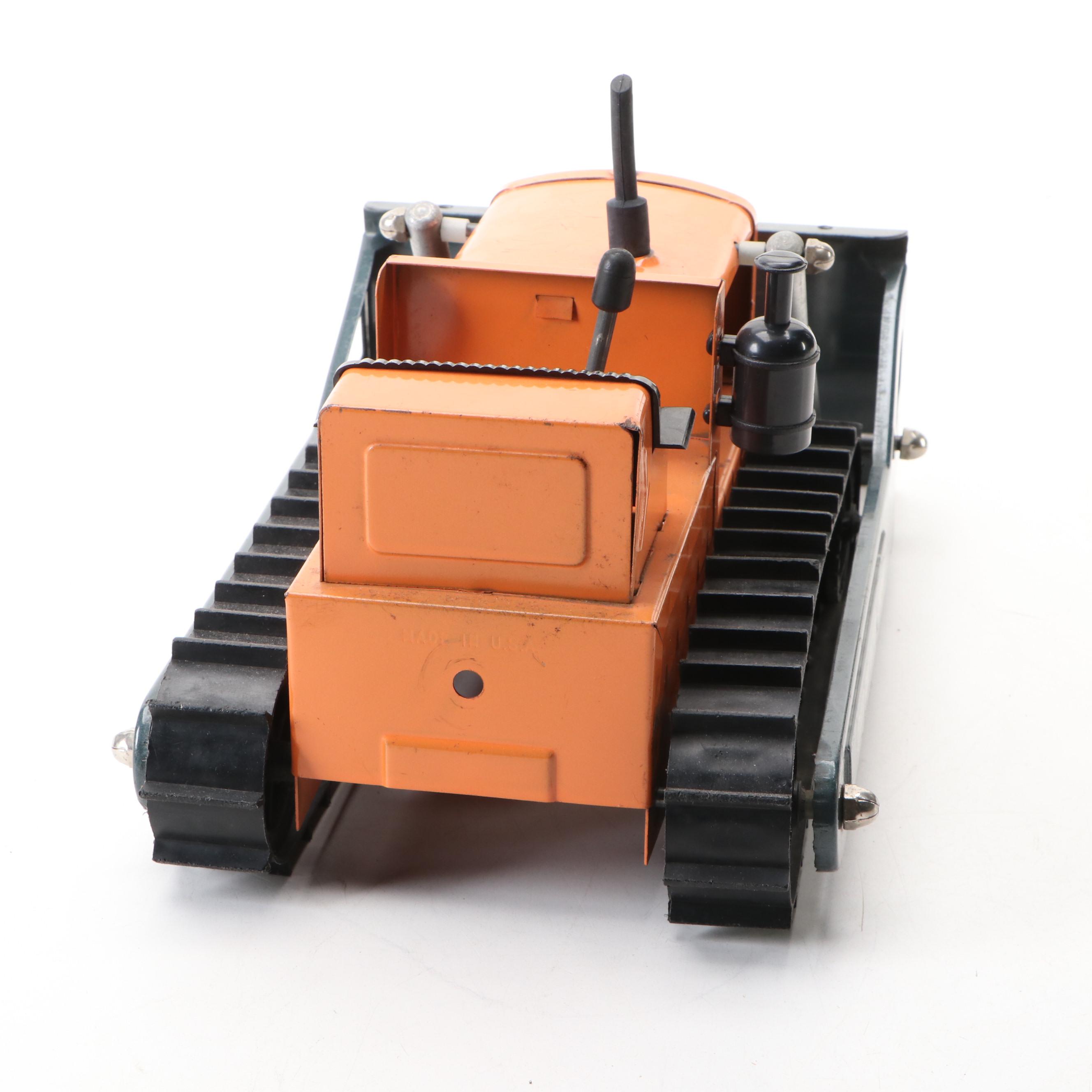 Structo Steam Shovel and Bulldozer Pressed Steel Toys, Mid-20th Century