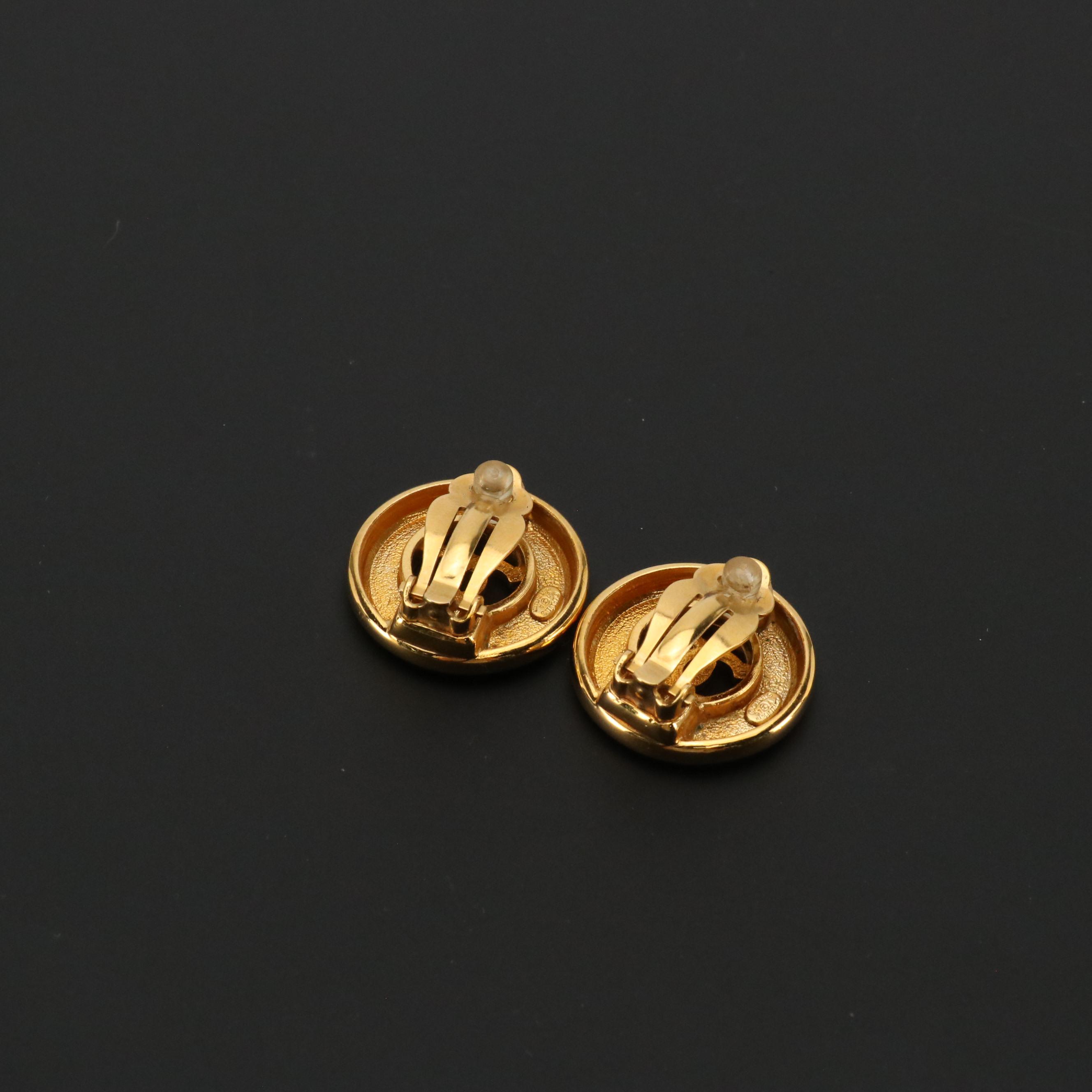 Chanel Autumn Collection CC Round Clip Earrings