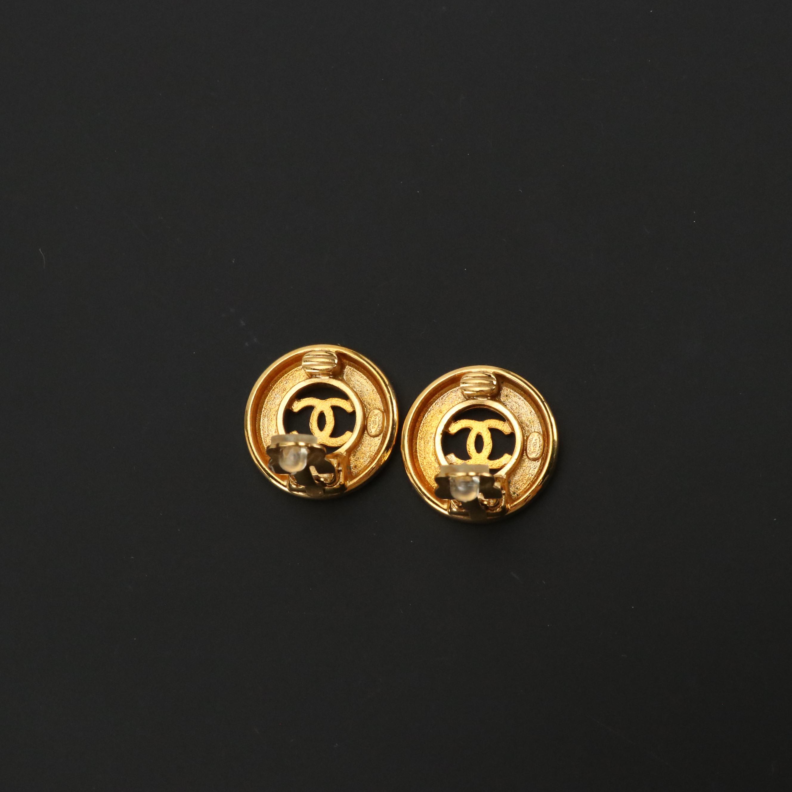 Chanel Autumn Collection CC Round Clip Earrings