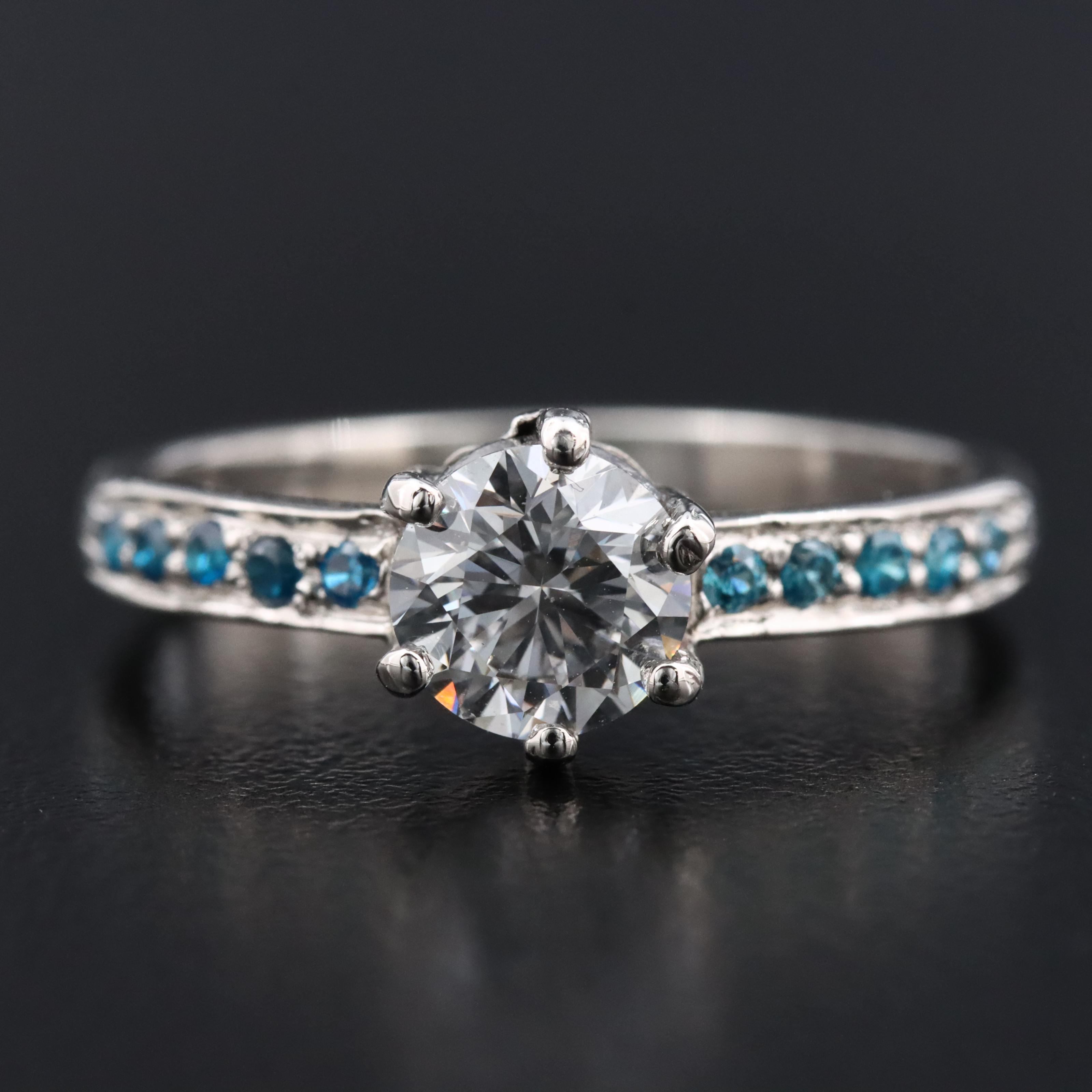Platinum Lab Grown Diamond and CZ Ring