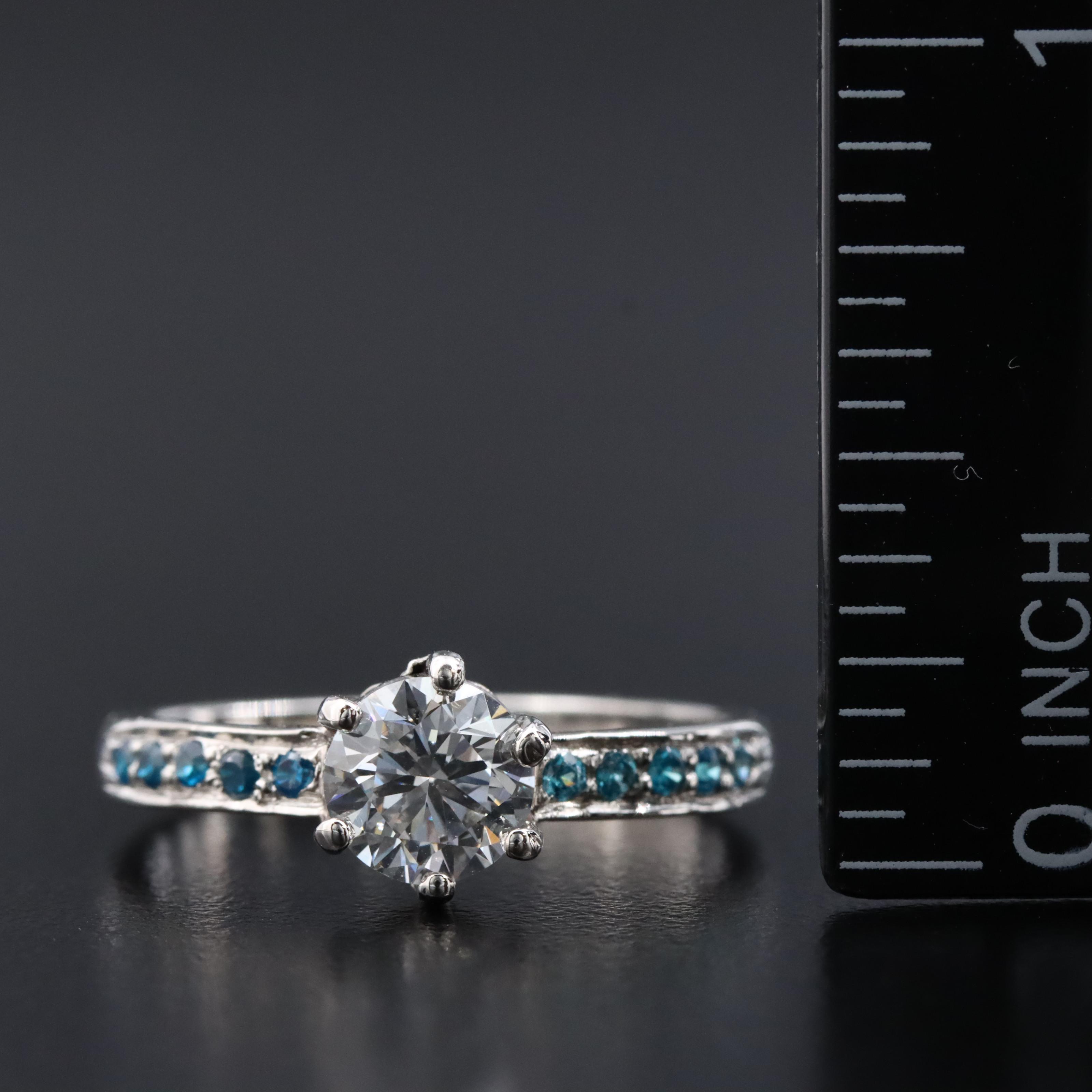 Platinum Lab Grown Diamond and CZ Ring